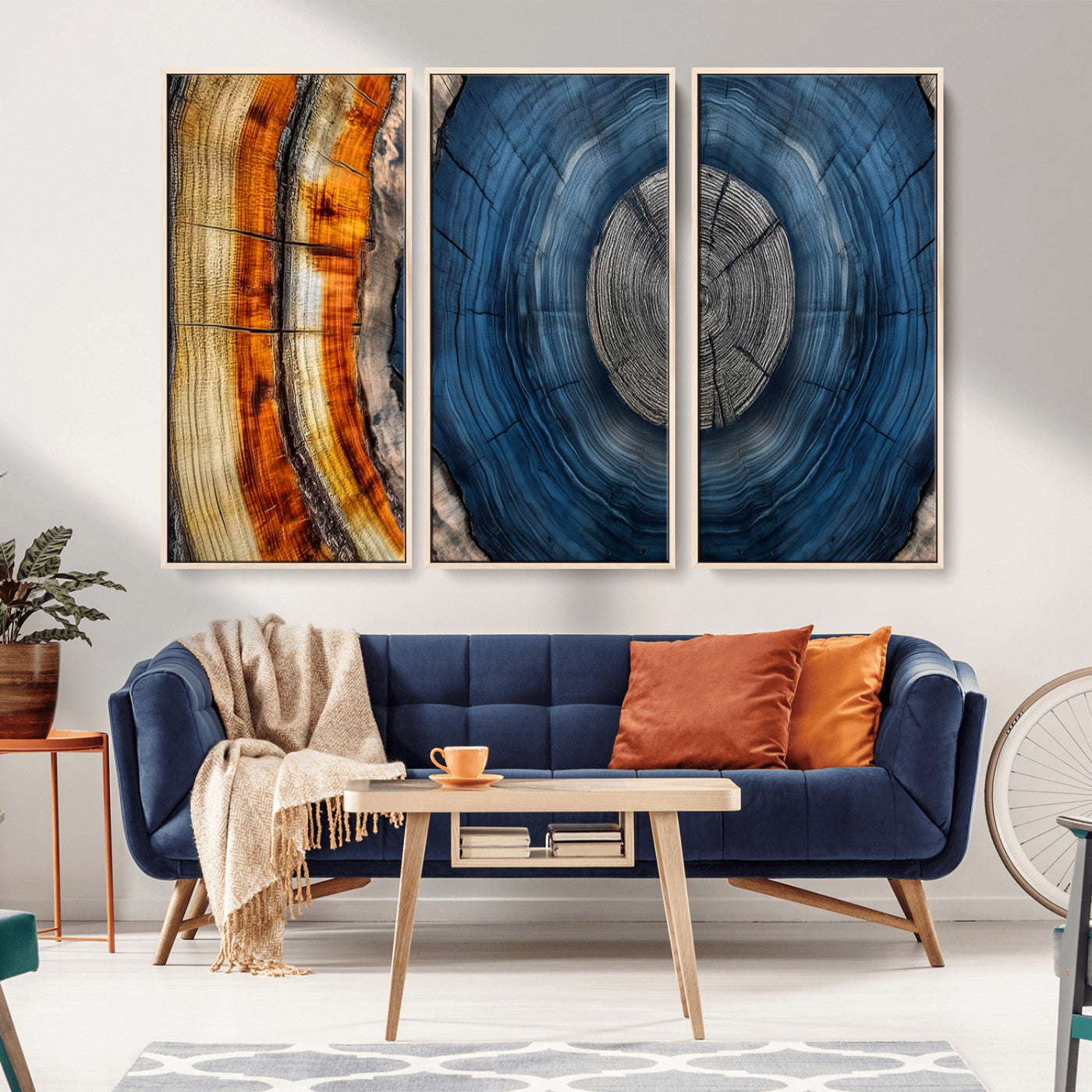 84489410-MGV-CV-36X24-Framed Abstract Tree Ring Wall Art Print, Natural Rustic Wood Texture Canvas Print, Wood Tree Stump Farmhouse, Log Cabin Wooden