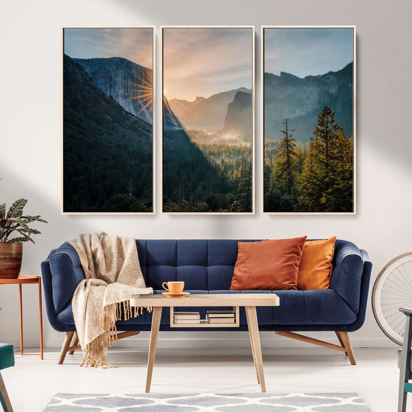 51605481-MGV-CV-36X24-Yosemite Valley Wall Art Canvas Print, Framed Mountain Sunrise Art Picture Print, National Park Perfect Vintage Explorer Decor