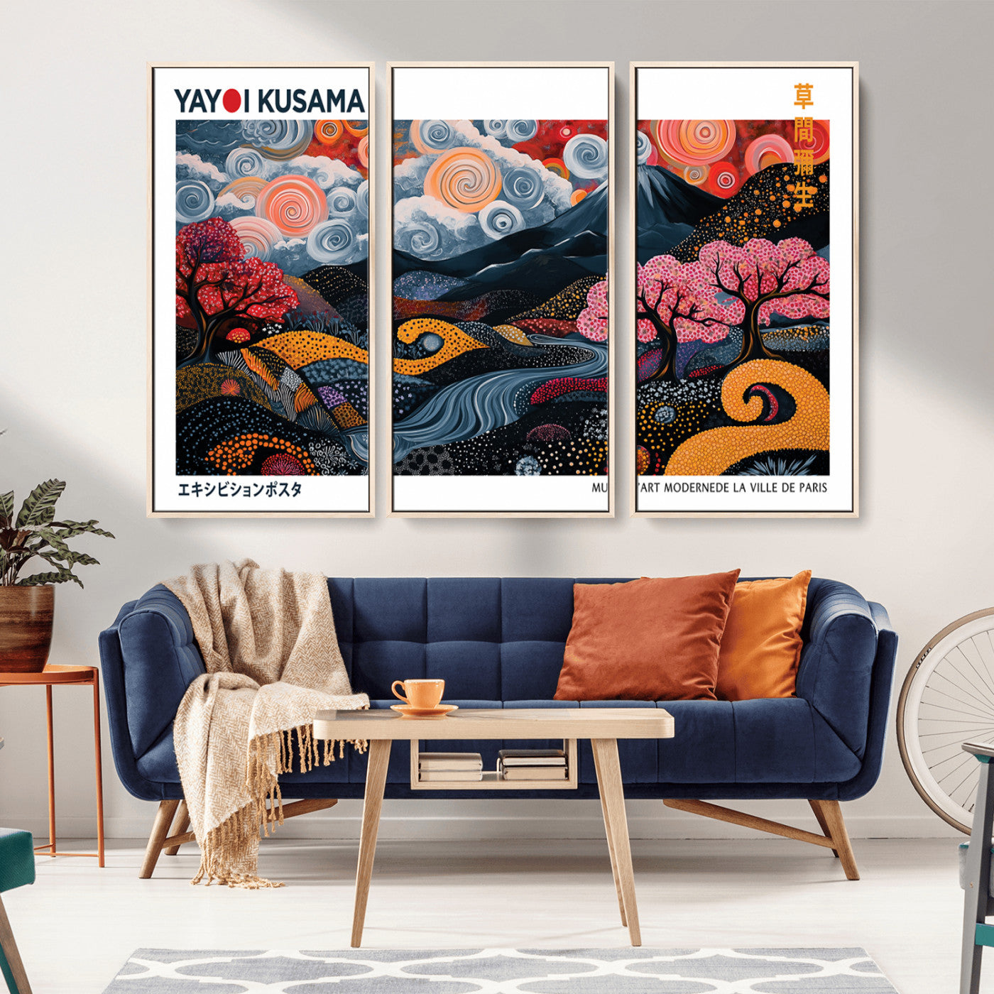 43879290-MGV-CV-36X24-Japanese Abstract Wall Art – Mount Fuji Cherry Blossom Canvas Print, Modern Asian Inspired Landscape Decor for Living Room,