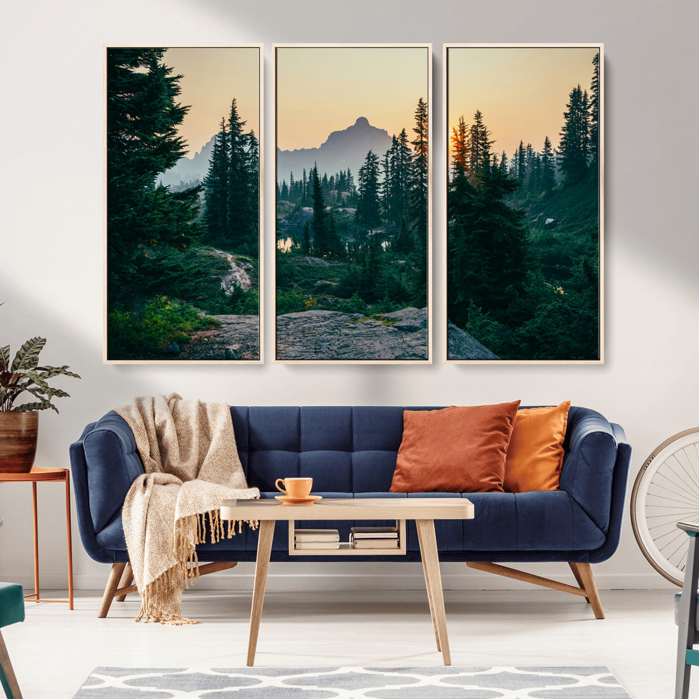 66397982-MGV-CV-36X24-Mountain Landscape Wall Art Canvas Print, Framed Forest Serenity Art Picture Print, Mountain Landscape Perfect Rustic Wilderness
