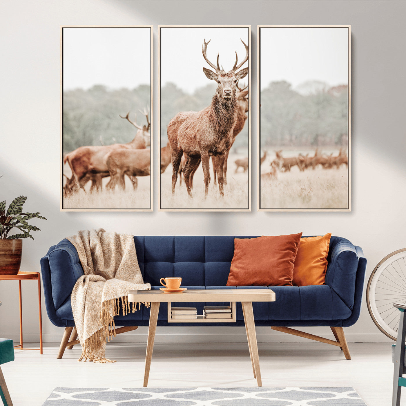 17659786-MGV-CV-36X24-Rustic Nature Art Wall Art Canvas Print, Framed Stag Canvas Print Art Picture Print, Woodland Decor Perfect Rustic Lodge Decor