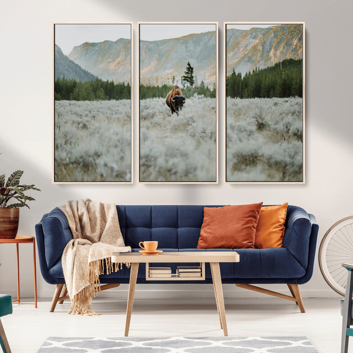 41674074-MGV-CV-36X24-Bison Wall Art – American Buffalo Wildlife Photography Canvas Print, Western Mountain Landscape Artwork Rustic Nature Decor for