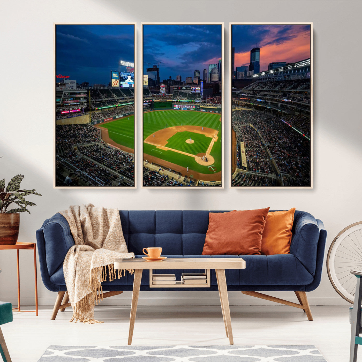 68222753-MGV-CV-36X24-Baseball Stadium Wall Art – Panoramic Night Game Canvas Print, Sports Decor for Man Cave, Office, Bar, or Living Room