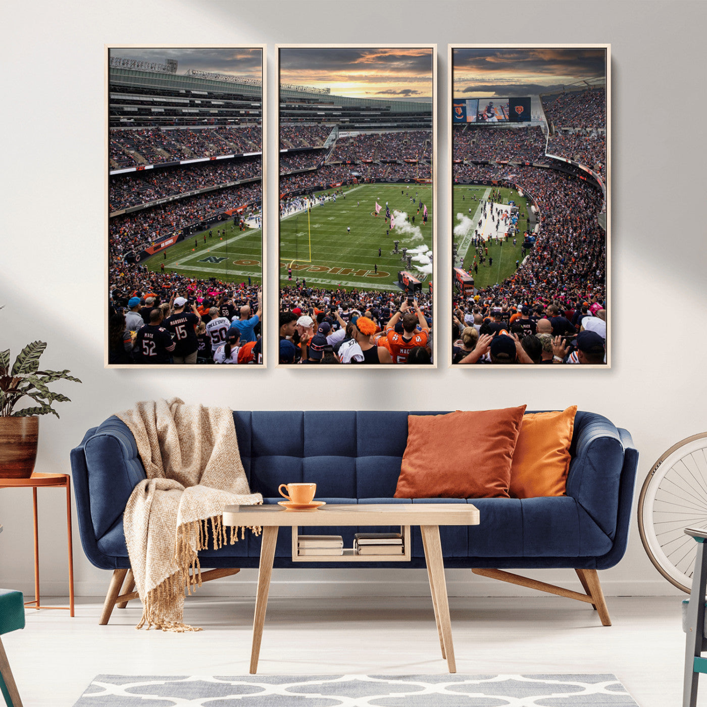 87578930-MGV-CV-36X24-Soldier Field Wall Art – Chicago Bears Football Stadium Sunset Canvas Print, Game Day Sports Decor for Man Cave, Bar, Office, or