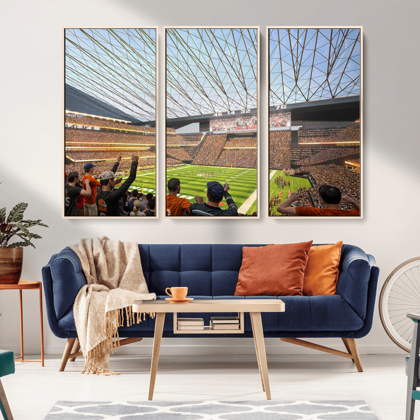 81960112-MGV-CV-36X24-Futuristic Football Stadium Wall Art – Modern Dome Arena Canvas Print, Chicago Bears Concept Design Sports Decor for Man Cave or