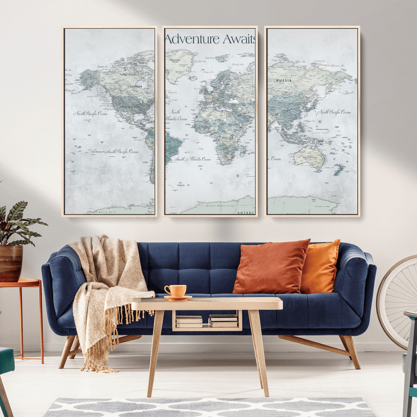 TEST111-MGV-CV-36X24-Personalized Adventure Awaits Push Pin World Map – Custom Framed Travel Tracker Canvas Wall Art for Home, Office