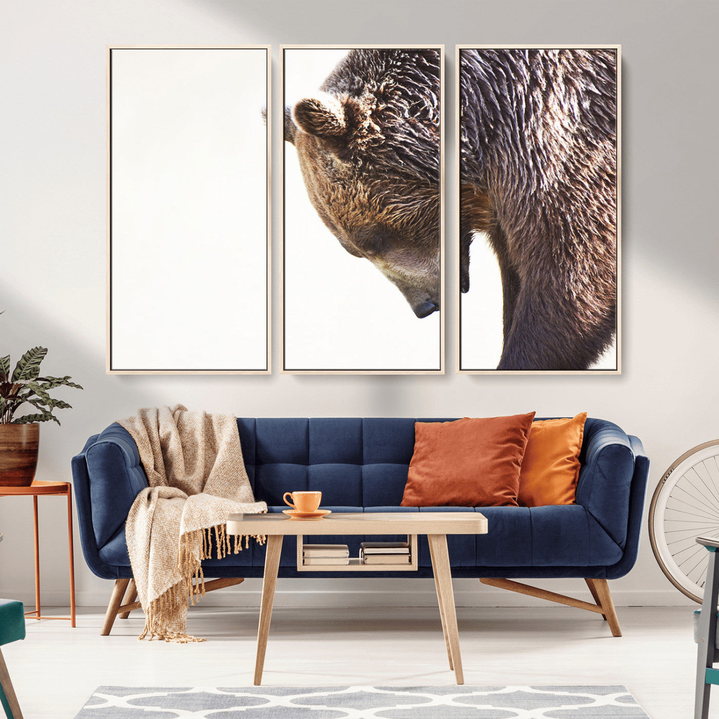 14405507-MGV-CV-36X24-Bear Wall Art – Wildlife Canvas Print with Rustic Animal Portrait and Minimalist Background, Nature Inspired Photography for