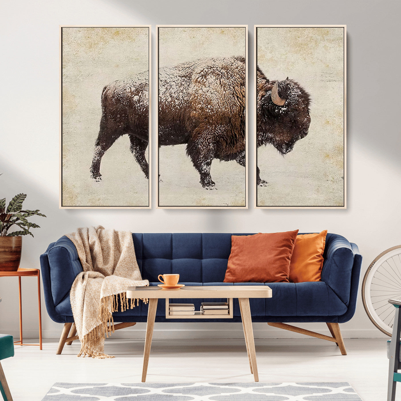 54810031-MGV-CV-36X24-Western Wall Art – Snow Covered Bison Canvas Print, Rustic Wildlife Photography Decor for Bedroom, Living Room, Office, Lodge,