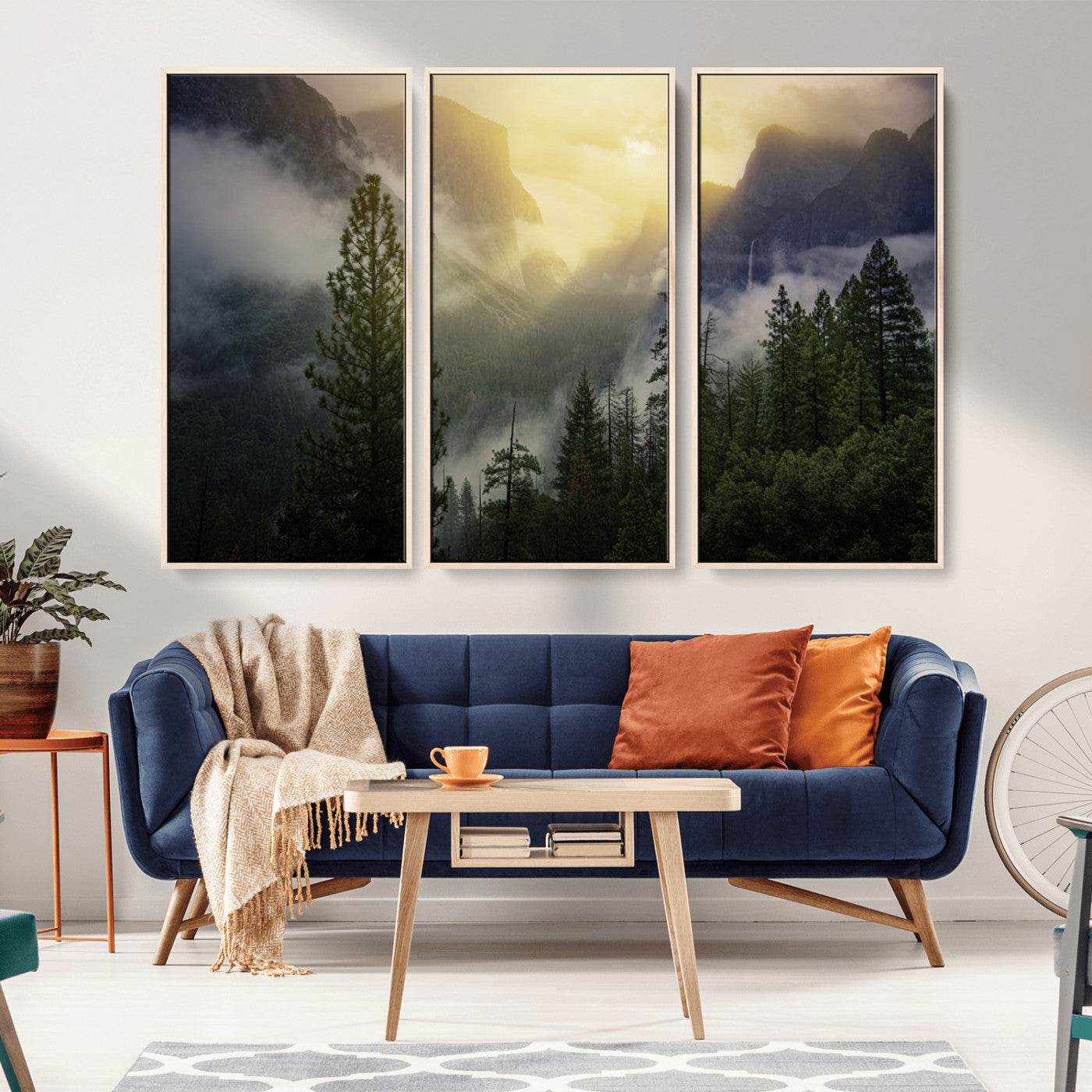 38316884-MGV-CV-36X24-Landscape Wall Art – Misty Mountain Valley Canvas Print, Scenic Pine Forest and Sunrise Photography Decor for Bedroom, Living