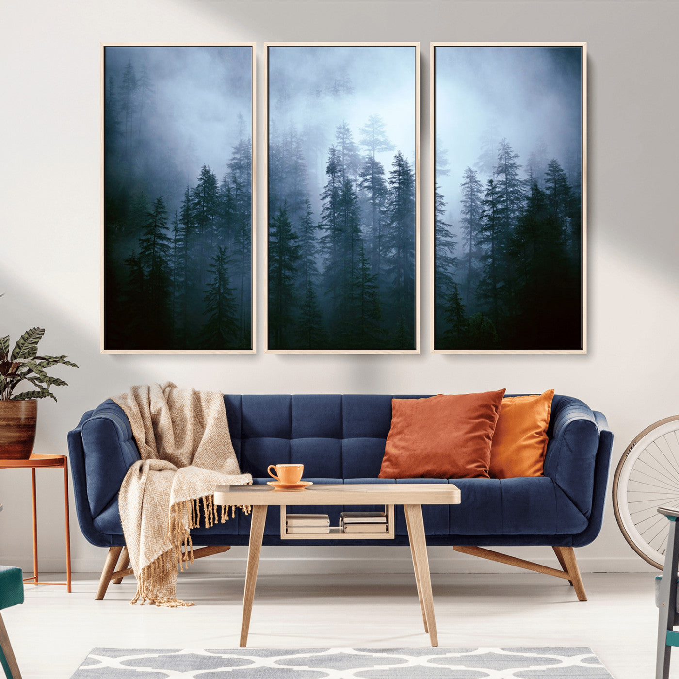 93439624-MGV-CV-36X24-Forest Wall Art – Misty Pine Trees Canvas Print, Moody Nature Photography Decor for Bedroom, Living Room, Office, Cabin, Lodge or