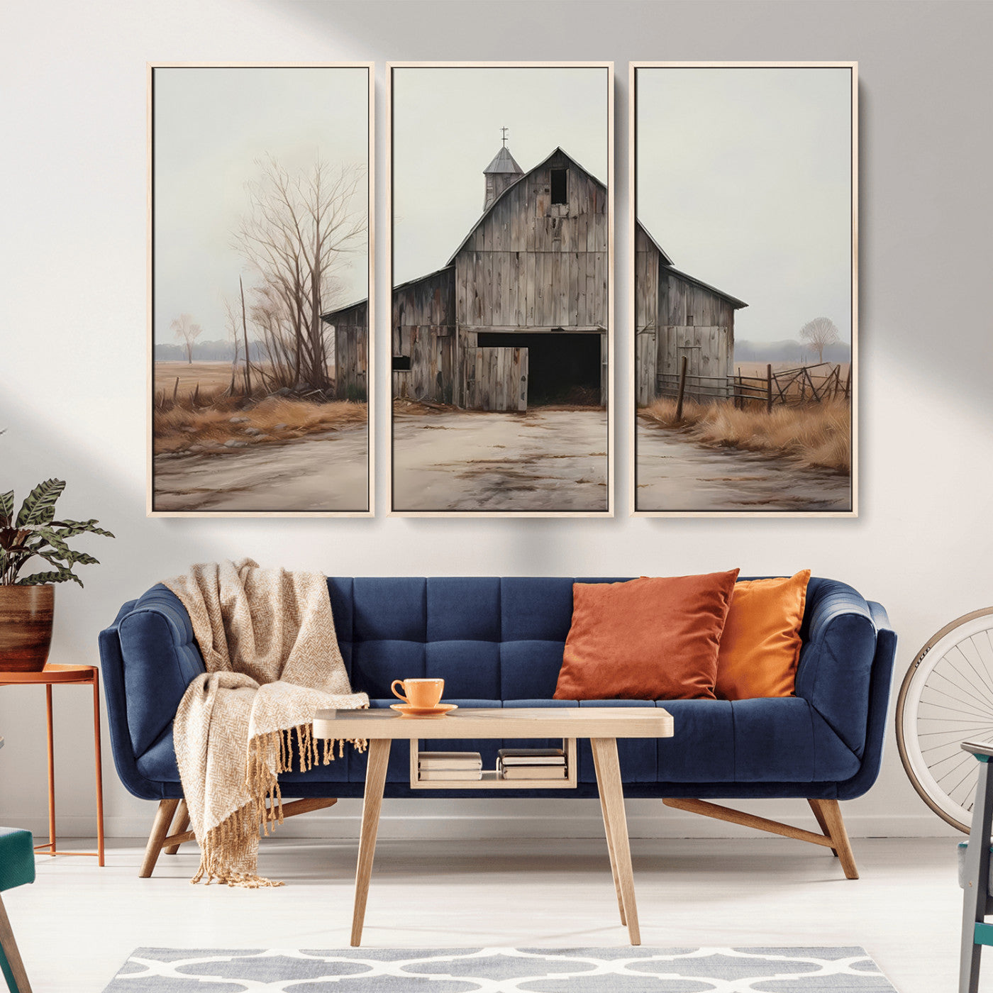 90499-MGV-CV-36X24-Old Barn Wall Art Canvas Print, Framed Rustic Barn Art Picture Print, Abandoned Farm Perfect Rustic Farmhouse Decor Artwork
