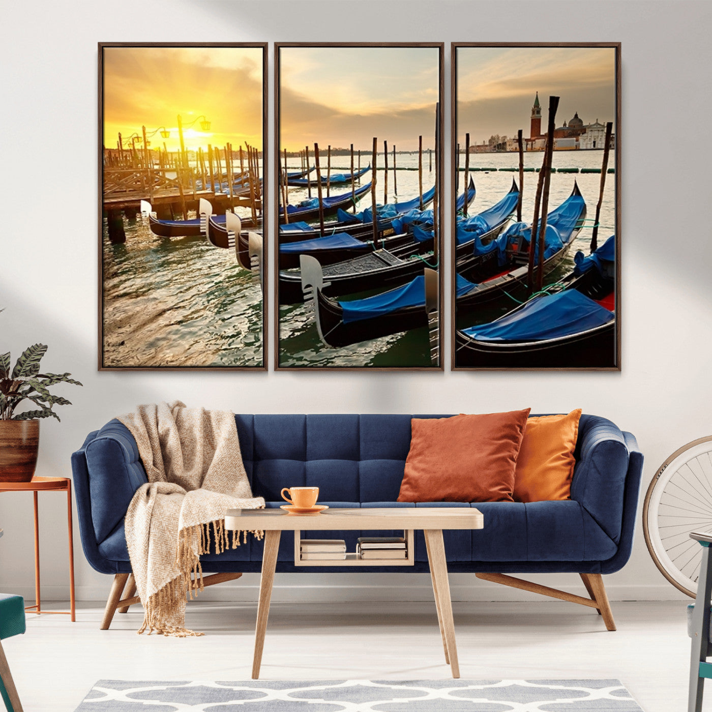 25872-MGV-CV-36X24-Venetian Gondola Dock Wall Art – Serene Sunset Canal Canvas Print, Tranquil Water Travel Decor for Office, Living Room, or Man