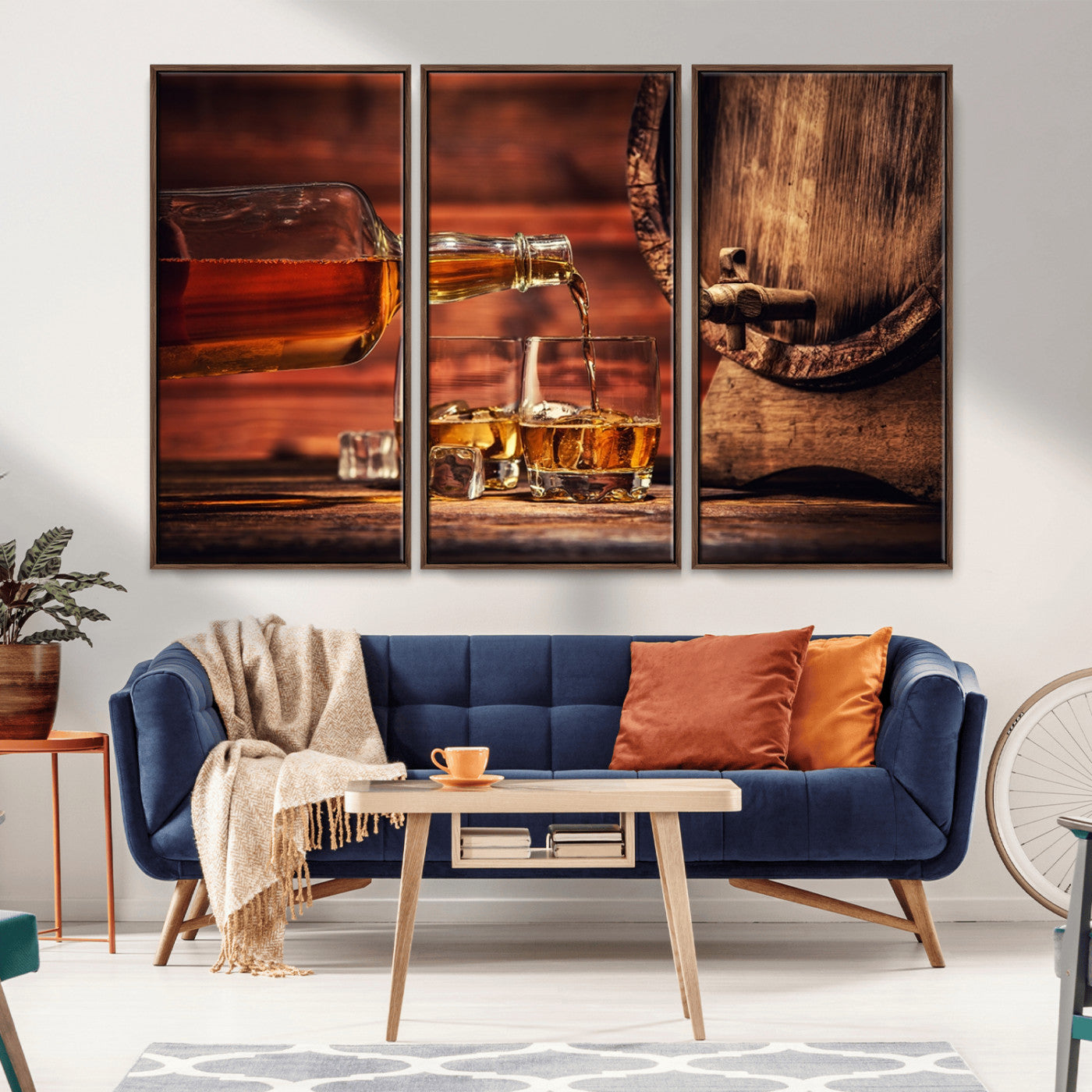 52458-MGV-CV-36X24-Whiskey Pour Wall Art – Elegant Whiskey Bottle Pouring into Glasses Canvas Print, Refined Bar or Lounge Decor for Home, Office, or