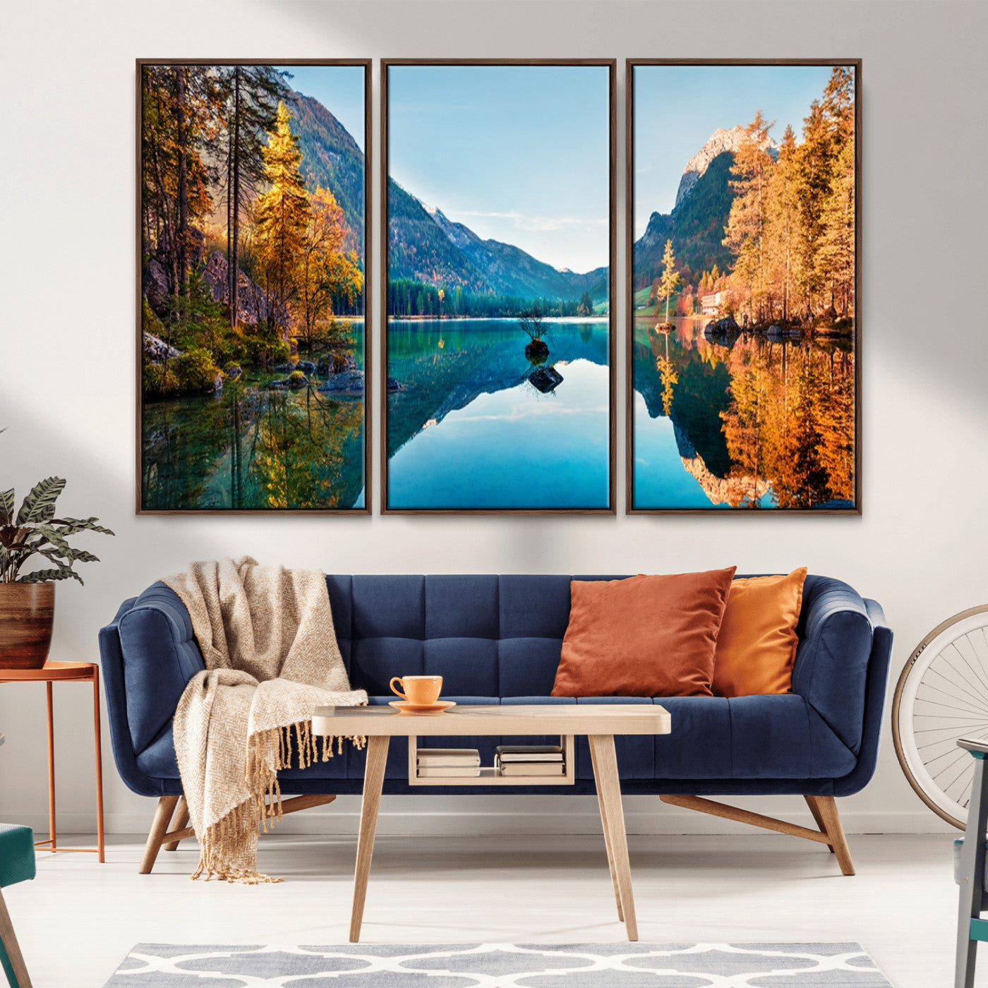 32962-MGV-CV-36X24-Mountain Lake Wall Art – Tranquil Autumn Landscape Canvas Print, Nature Reflection Decor for Living Room, Bedroom, Office or Cabin