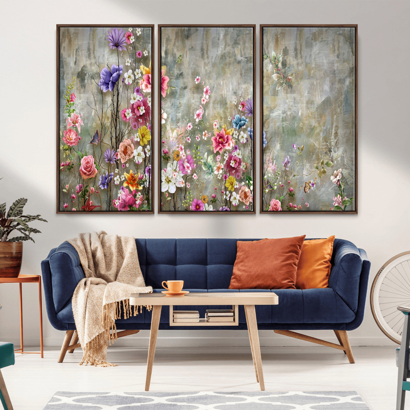 96650-MGV-CV-36X24-Floral Wall Art – Vibrant Mixed Flowers Canvas Print, Colorful Garden Home Decor for Living Room, Bedroom, Office or Nursery