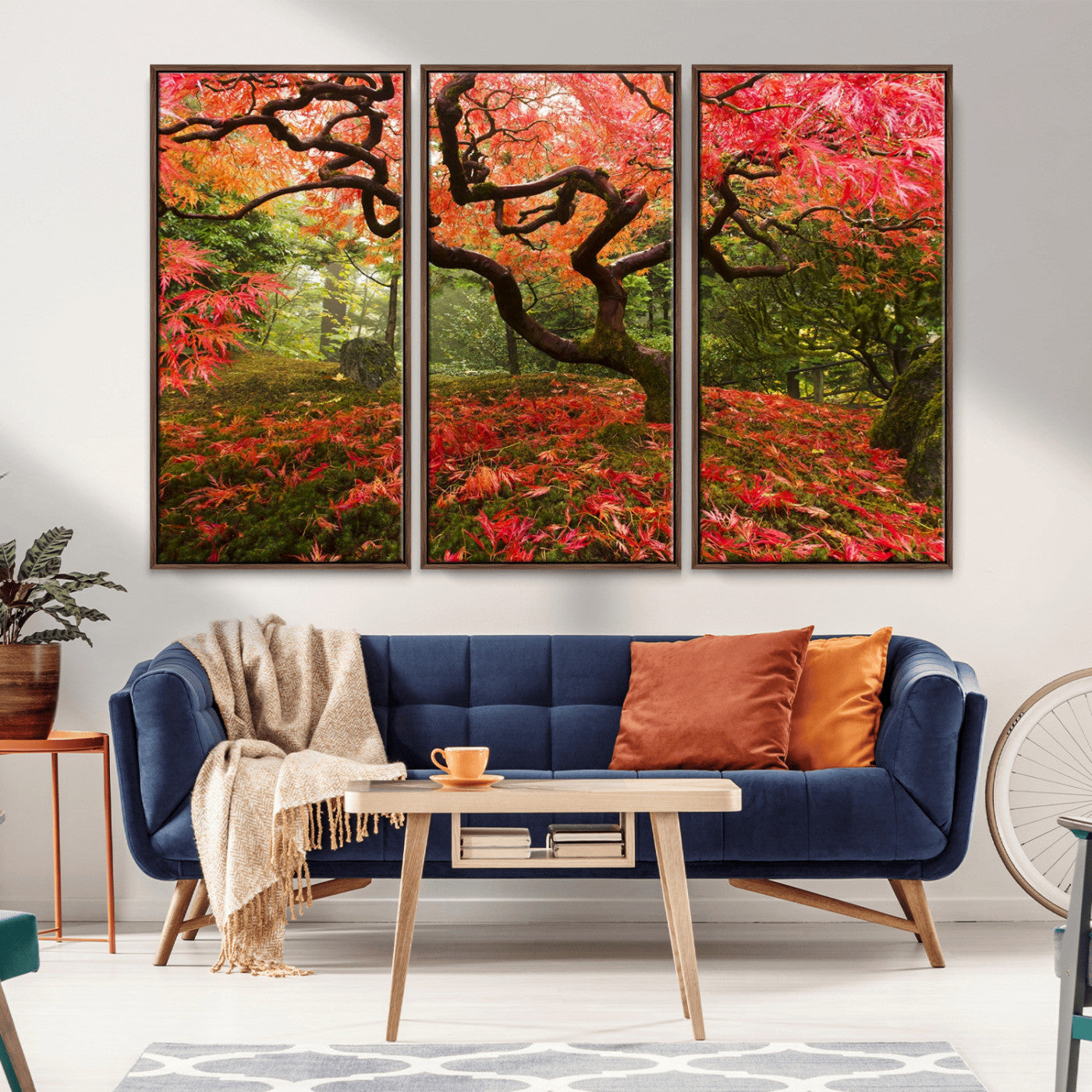 73343-MGV-CV-36X24-Autumn Maple Wall Art – Panoramic Vibrant Red Maple Tree Canvas Print, Seasonal Nature Decor for Office, Living Room or Garden