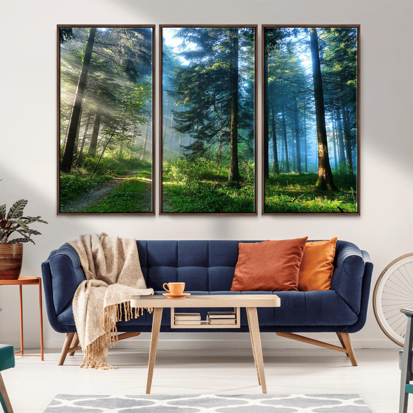 24634-MGV-CV-36X24-Mystic Forest Path Wall Art – Panoramic Morning Light Forest Canvas Print, Tranquil Nature Decor for Office, Living Room or