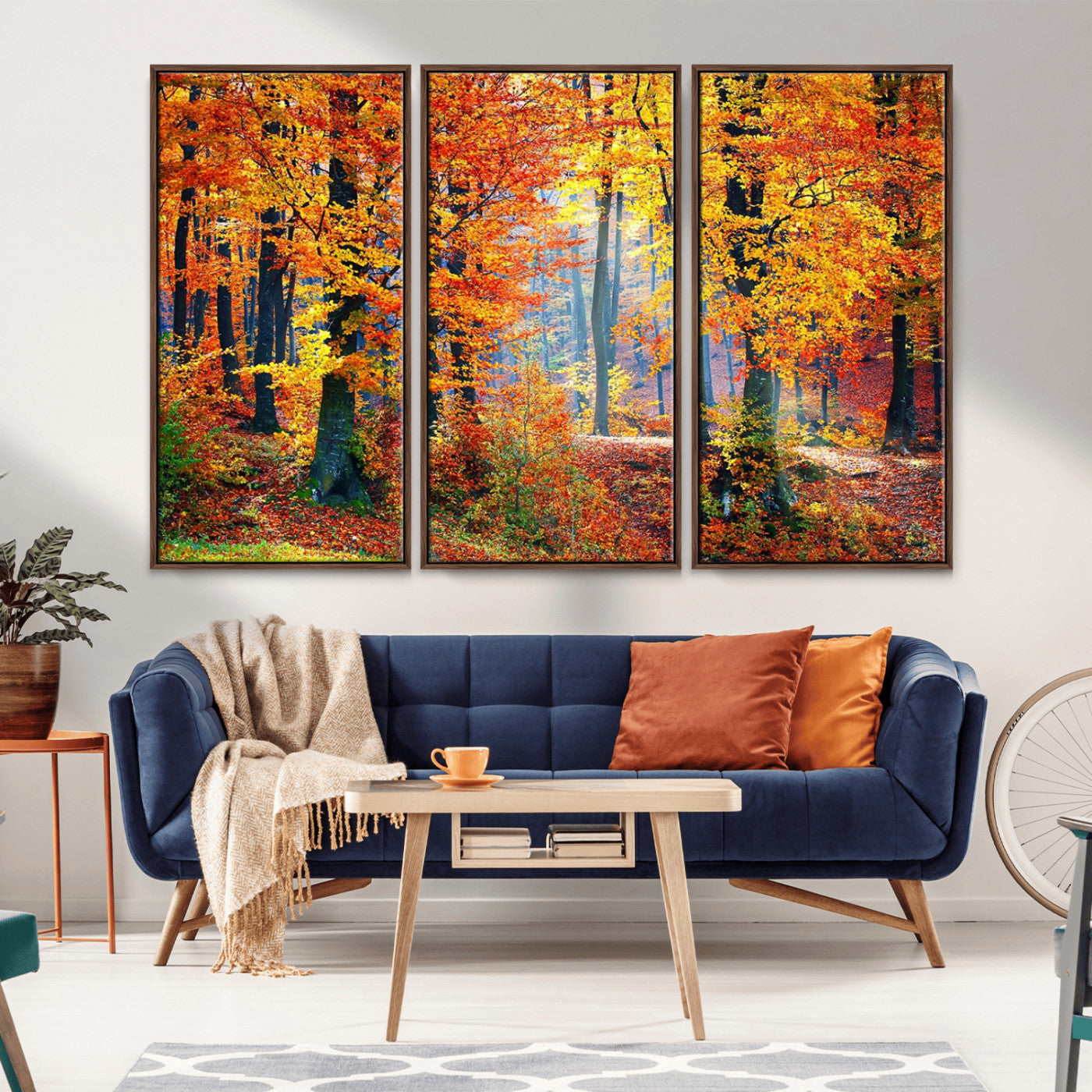 91746-MGV-CV-36X24-Autumn Forest Wall Art – Vibrant Fall Foliage Canvas Print, Colorful Nature Landscape Decor for Living Room, Bedroom or Office