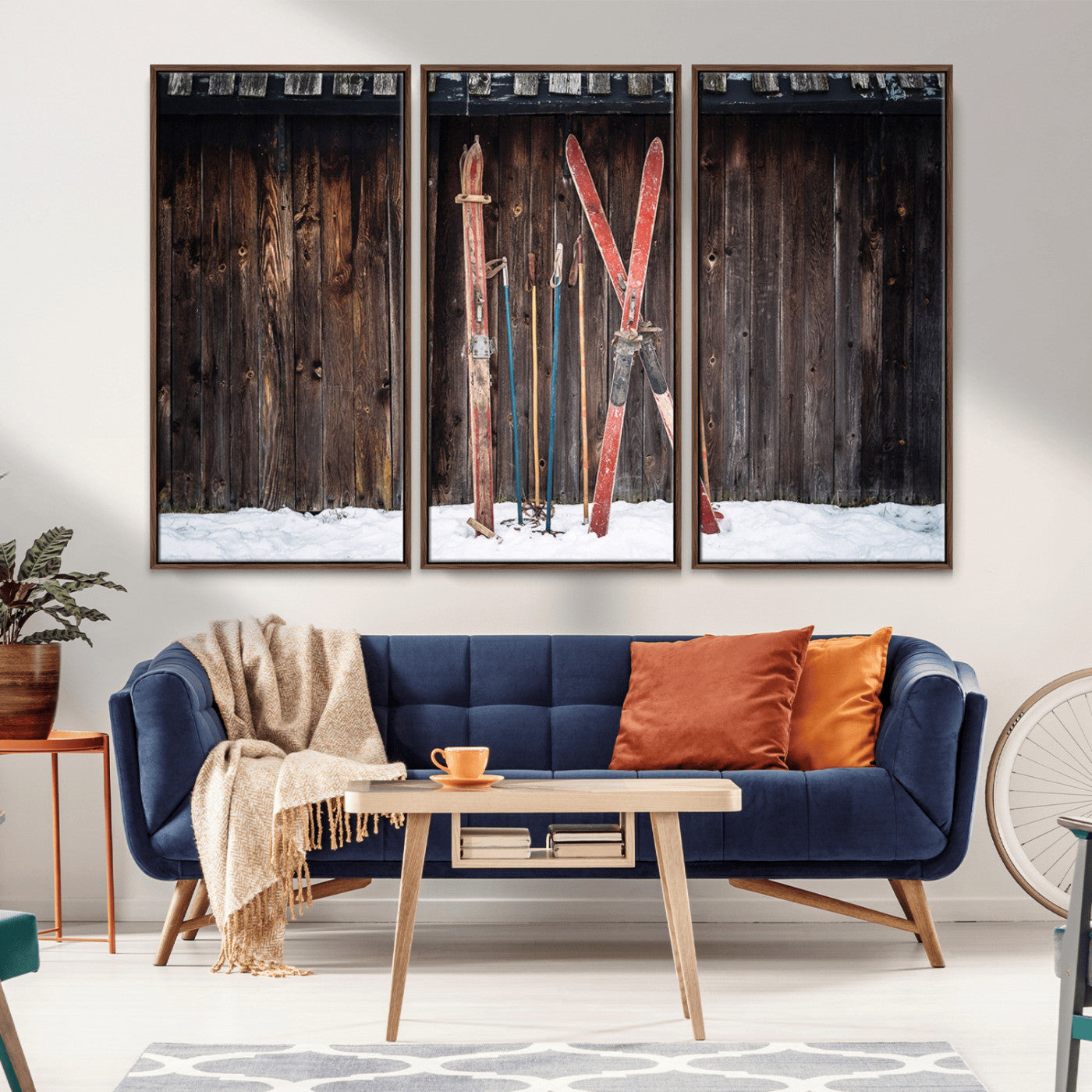 78590-MGV-CV-36X24-Vintage Ski Equipment Wall Art – Rustic Winter Sports Canvas Print, Retro Skiing Decor for Living Room, Office, or Cabin