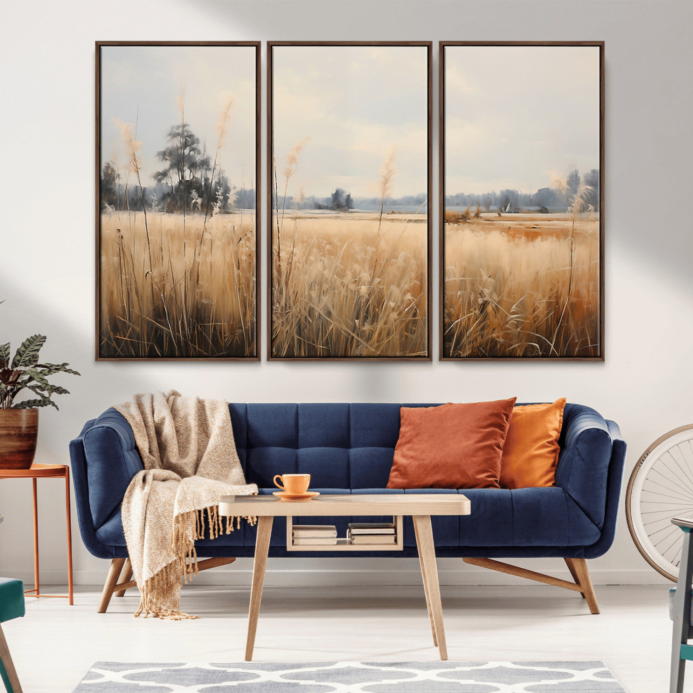 38193-MGV-CV-36X24-Golden Meadow Wall Art – Serene Grassland Landscape Canvas Print, Rustic Nature Decor for Bedroom, Living Room or Farmhouse