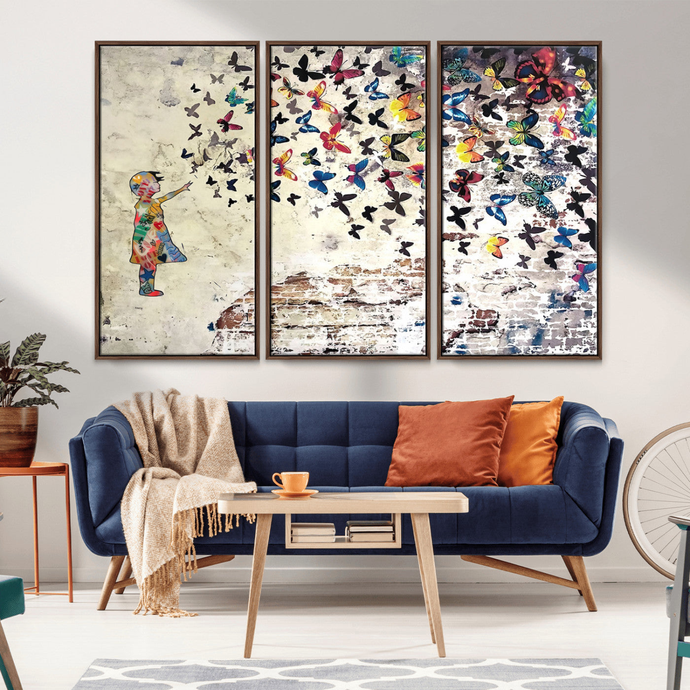65208-MGV-CV-36X24-Colorful Butterfly Wall Art – Whimsical Street Style Canvas Print, Vibrant Urban Graffiti Decor for Living Room, Bedroom or Office
