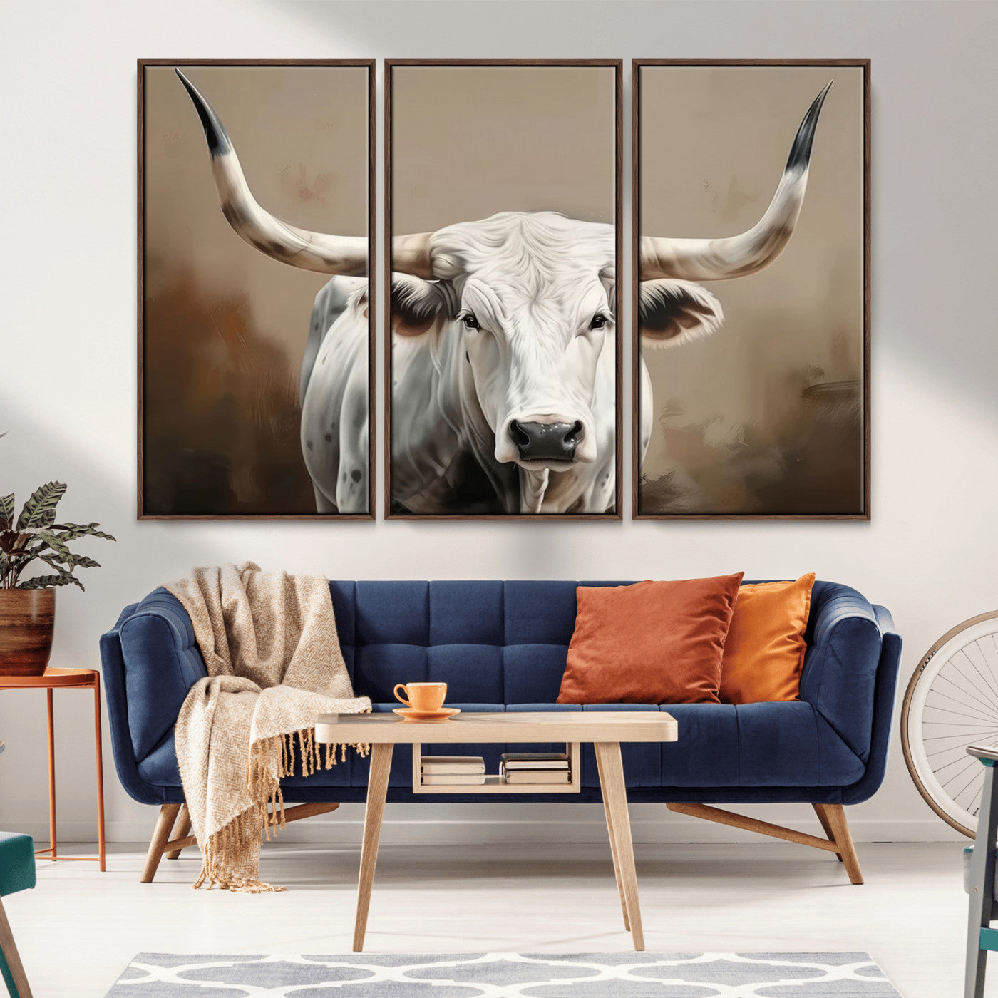 61423-MGV-CV-36X24-Longhorn Bull Wall Art – Rustic Western Texas Steer Canvas Print, Cowboy Farmhouse Decor for Living Room, Bedroom, Office or Ranch