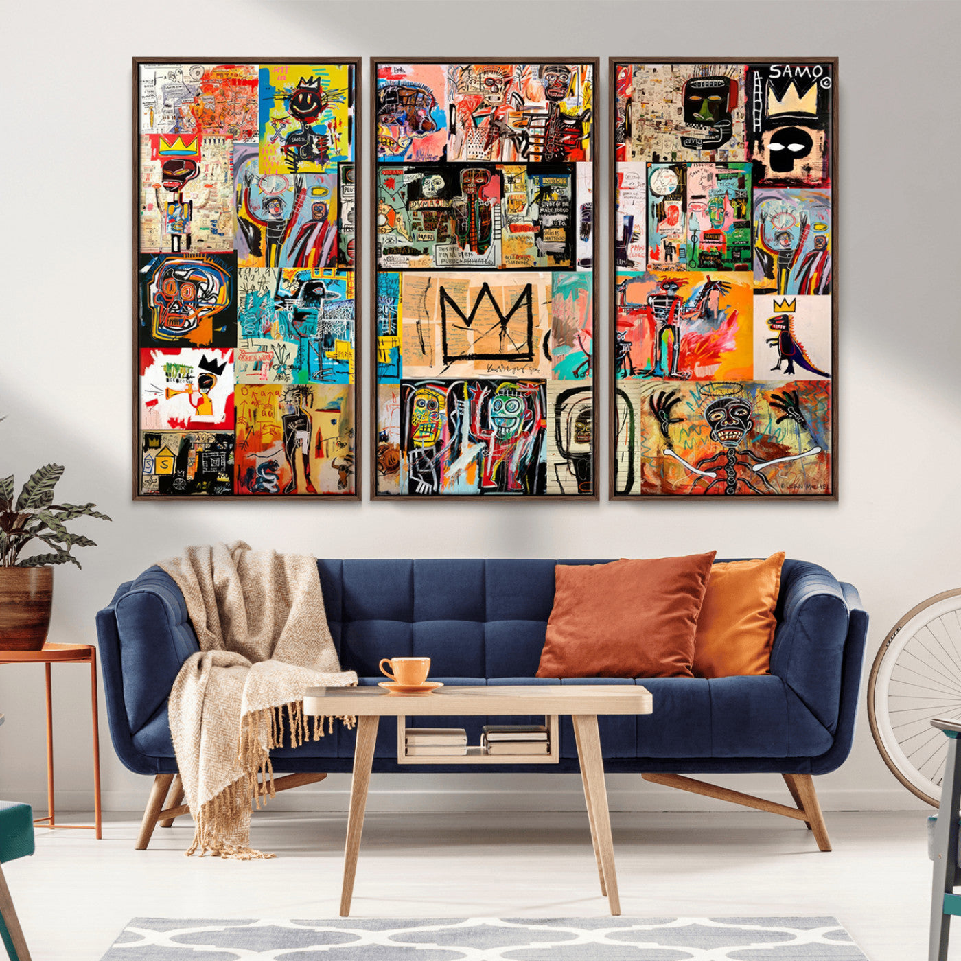 69394-MGV-CV-36X24-Basquiat Wall Art – Abstract Graffiti Collage Canvas Print, Colorful Pop Art Street Style Painting, Urban Modern Wall Decor for