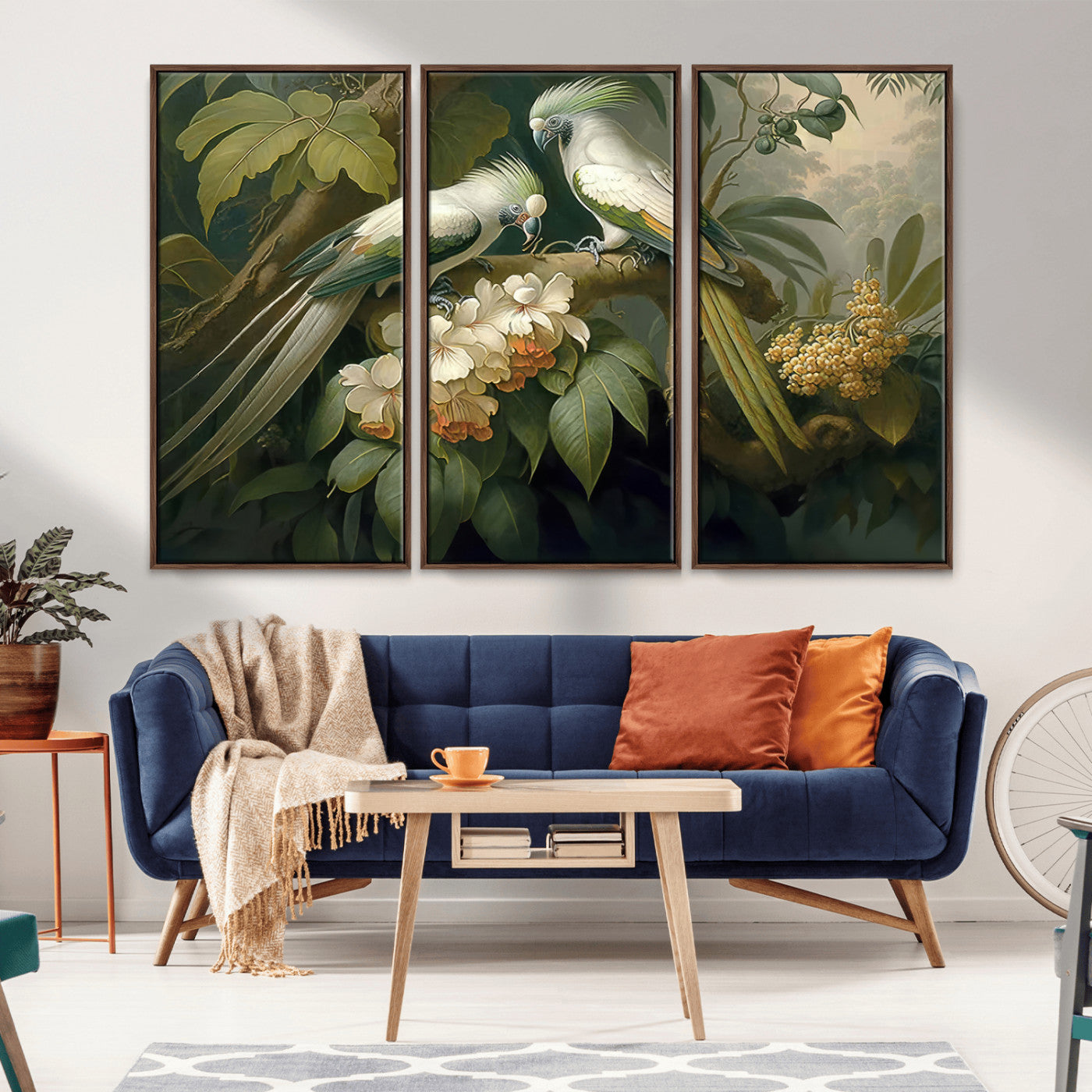 84047-MGV-CV-36X24-Tropical Birds Wall Art – Elegant Botanical Canvas Print, Exotic Nature Decor for Living Room, Bedroom or Office