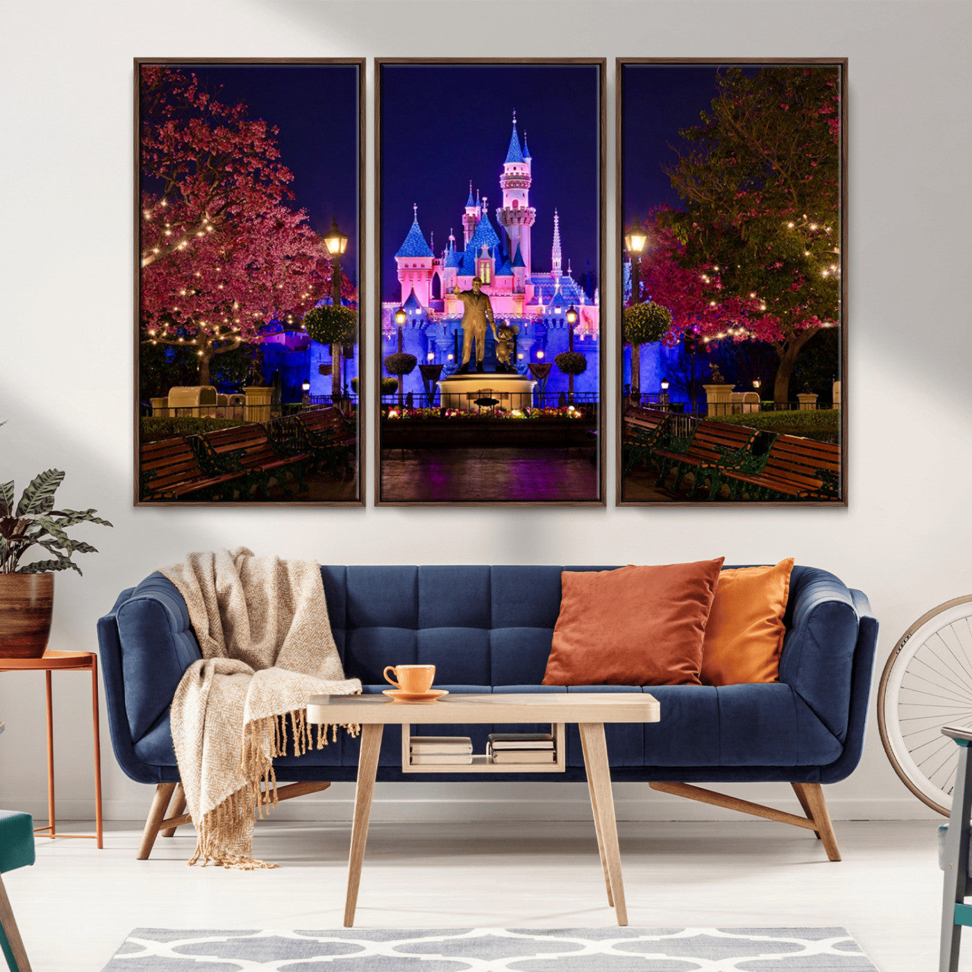 79435-MGV-CV-36X24-Disney Castle Wall Art Canvas Print, Framed Magic Kingdom Art Picture Print, Disney World Perfect Child Room Decor Artwork