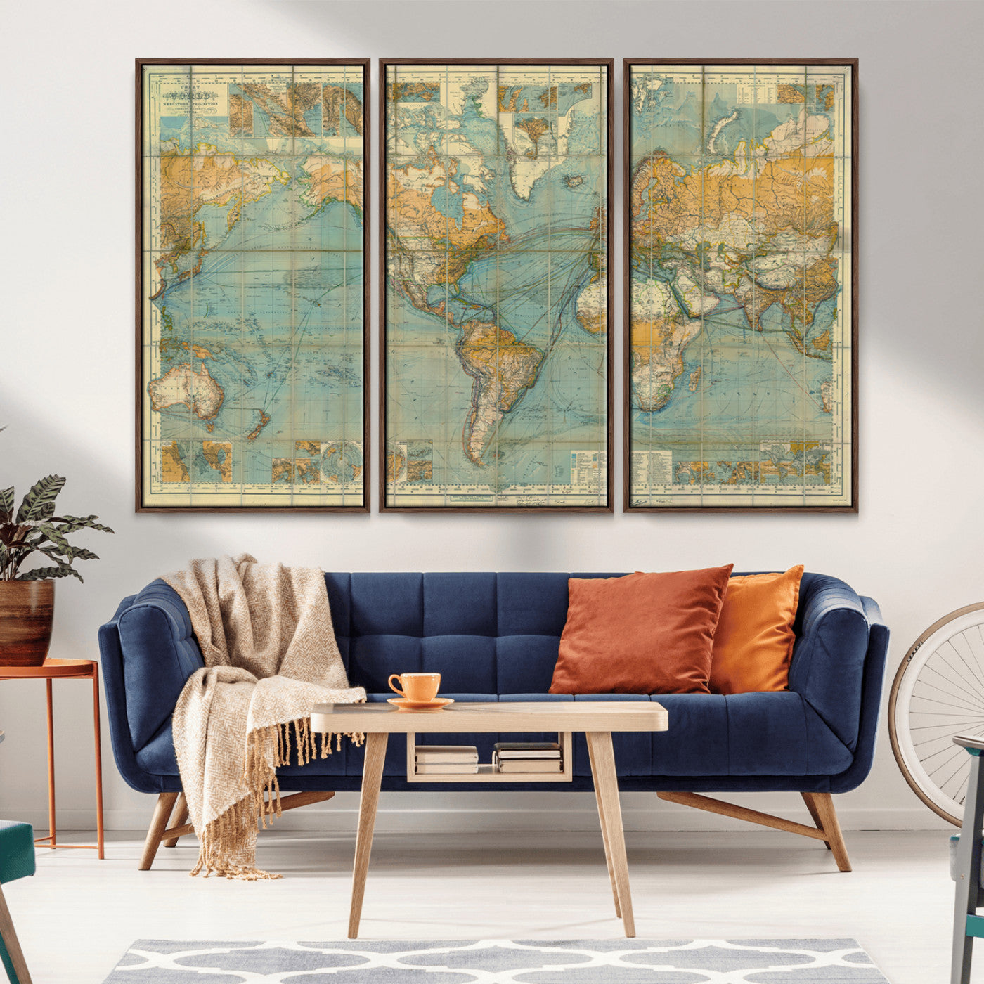 25961-MGV-CV-36X24-Vintage World Map Wall Art – Antique Style Cartography Print with Old-World Details, Retro Travel Decor for Home, Office, Study,