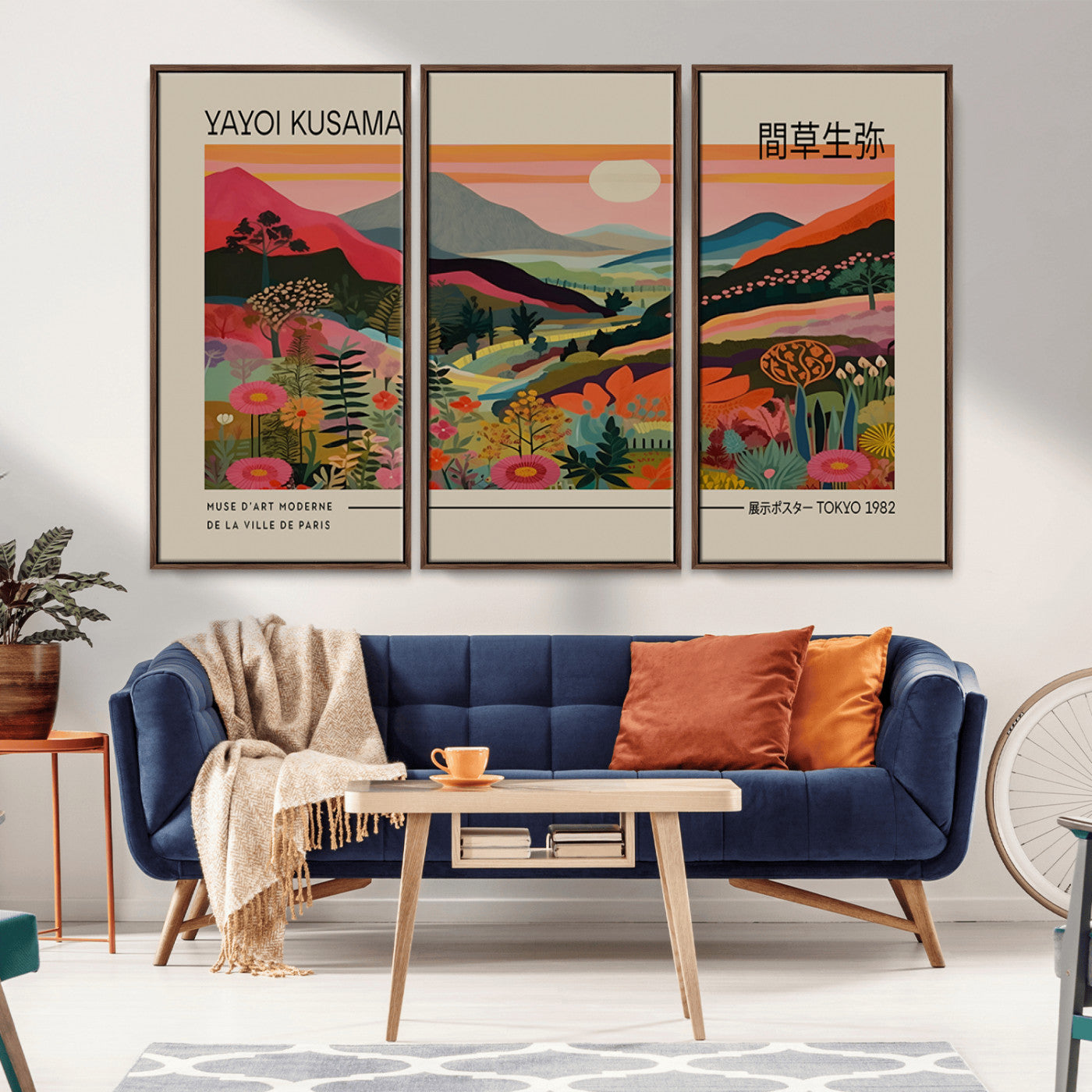 11347-MGV-CV-36X24-Floral Mountain Landscape Wall Art – Panoramic Nature Canvas Print, Colorful Botanical Field Artwork for Living Room, Bedroom,