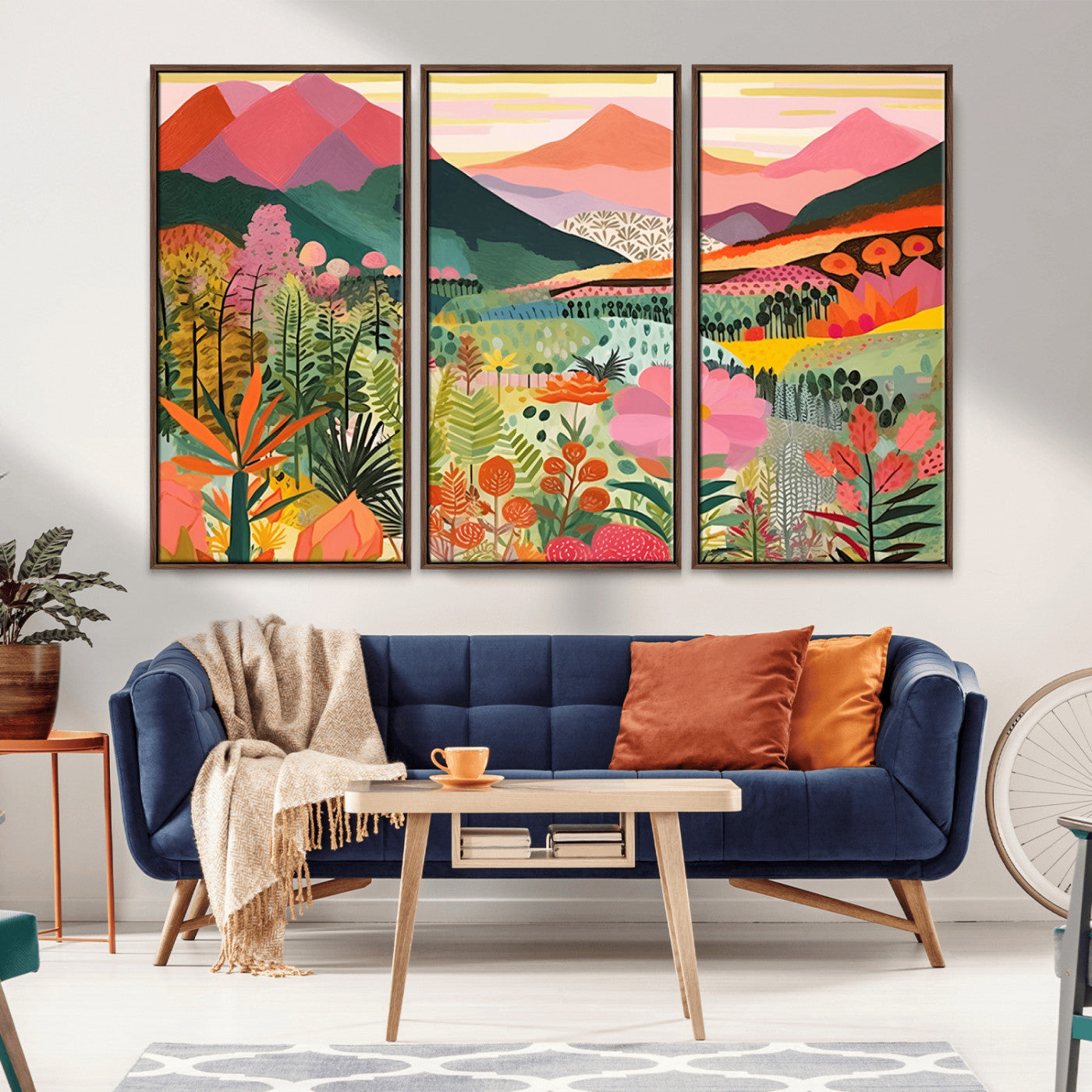93460-MGV-CV-36X24-Blooming Valley Wall Art – Panoramic Colorful Mountain Landscape Canvas Print, Modern Floral Decor for Office, Bedroom or Living