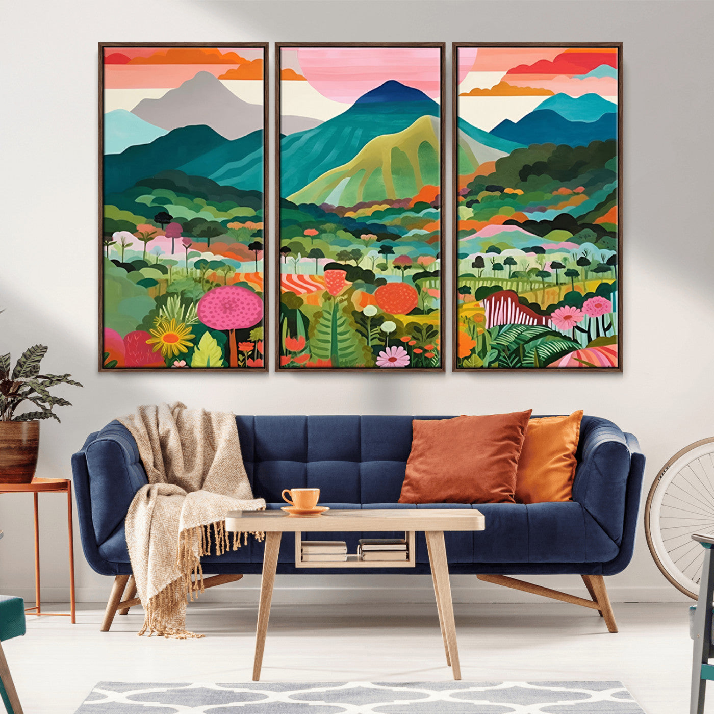 60845-MGV-CV-36X24-Tropical Mountain Landscape Wall Art – Colorful Botanical Nature Canvas Print, Vibrant Jungle Scenery Artwork for Living Room,