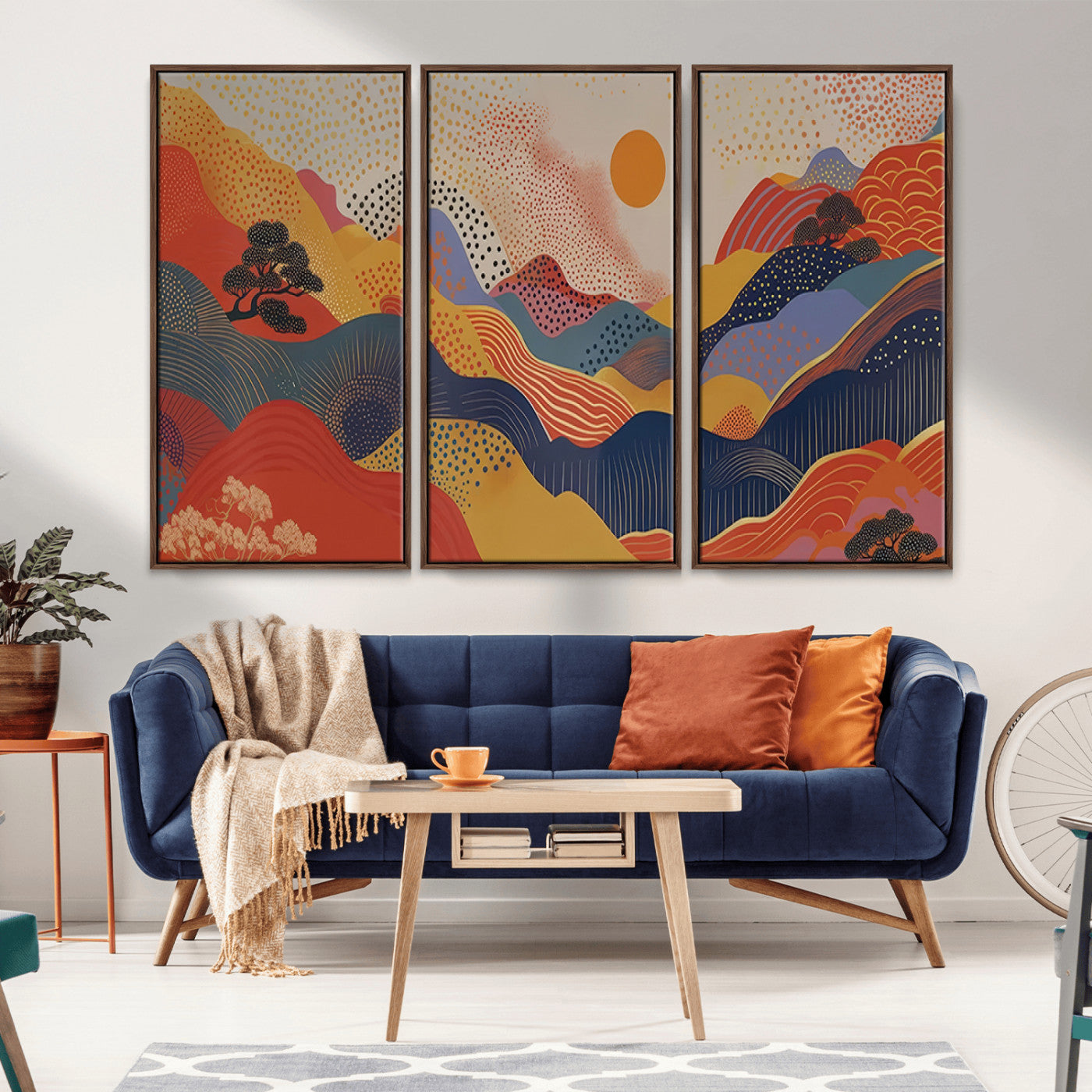 22118-MGV-CV-36X24-Abstract Sunset Mountain Wall Art – Modern Colorful Landscape Canvas Print, Vibrant Geometric Nature Artwork for Living Room,