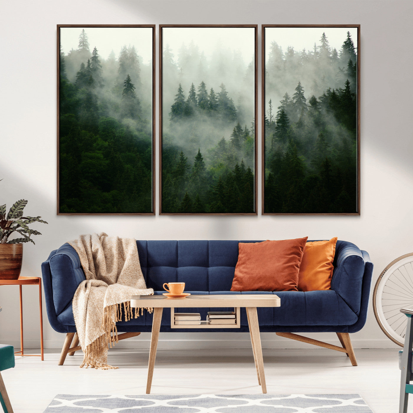 167720496-MGV-CV-36X24-Misty Forest Wall Art – Serene Evergreen Trees Canvas Print, Foggy Mountain Nature Landscape Decor for Bedroom, Living Room or