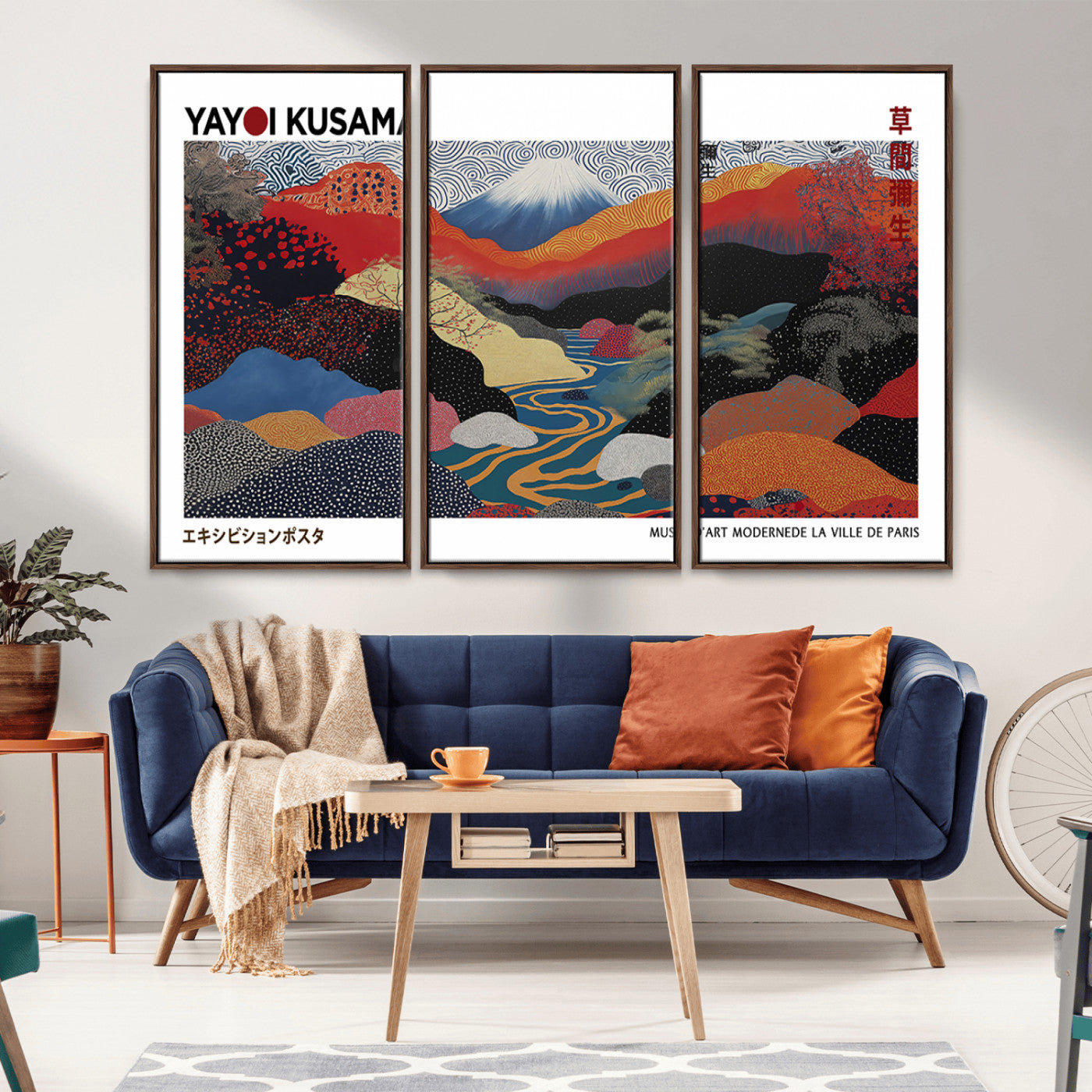 52792-MGV-CV-36X24-Kusama Wall Art – Japanese Abstract Mountain Landscape Canvas Print, Bold Modern Poster with Vibrant Colors for Living Room,