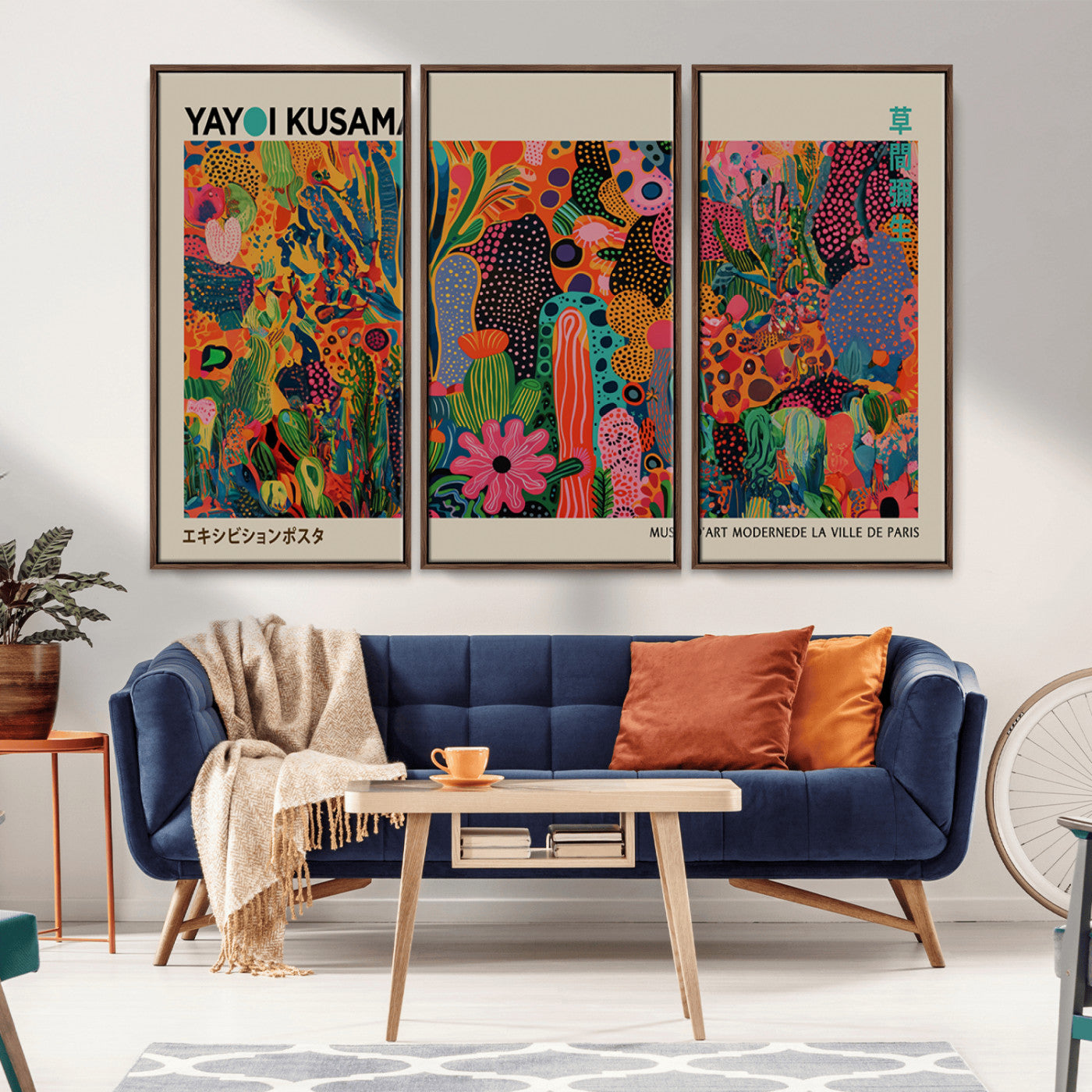 40791-MGV-CV-36X24-Kusama Inspired Wall Art – Vibrant Abstract Floral Jungle Canvas Print, Bold Pop Art Botanical Decor for Living Room, Bedroom, or