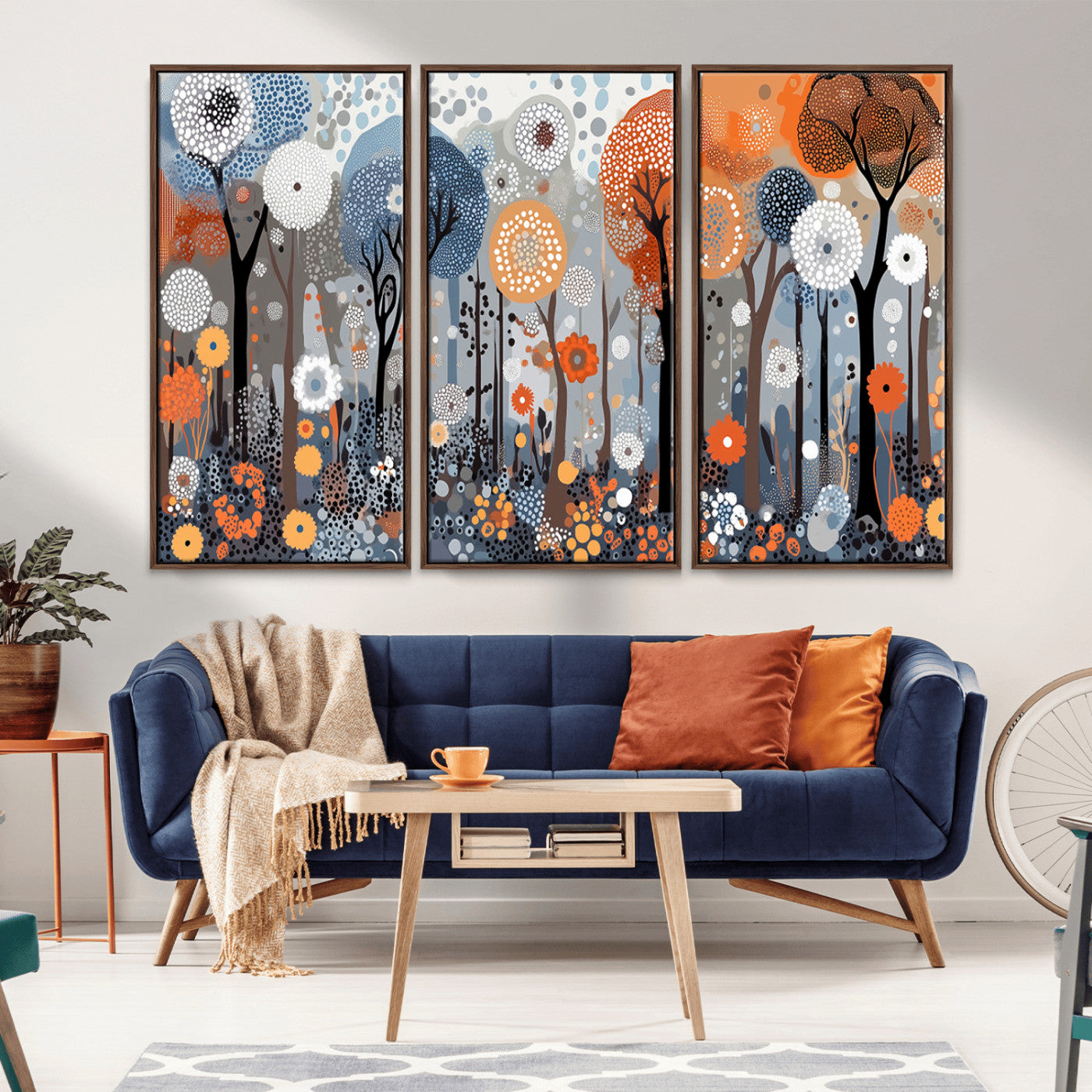 48857-MGV-CV-36X24-Abstract Forest Wall Art – Colorful Tree and Flower Canvas Print, Modern Nature Painting Poster for Living Room, Bedroom, Office