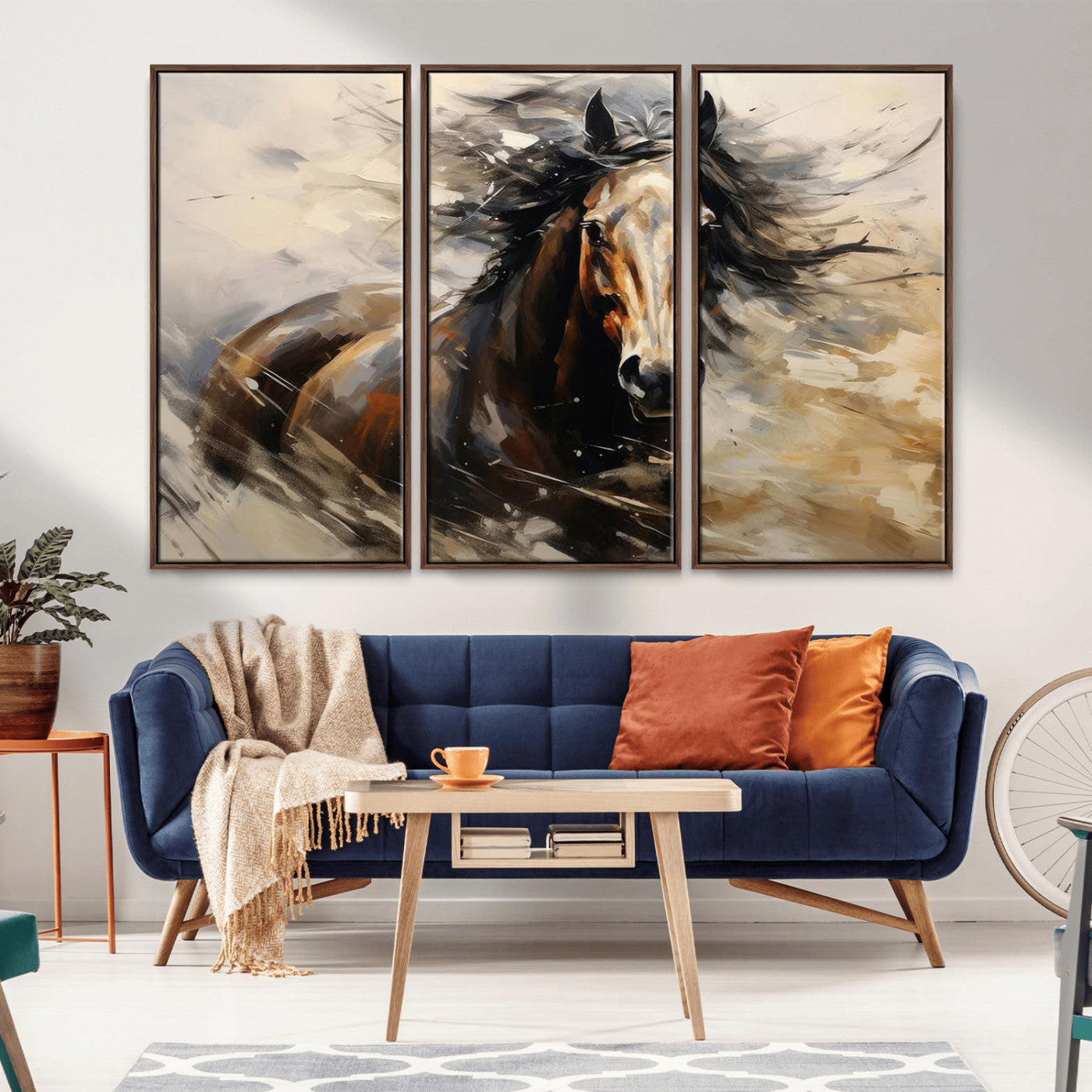 53001-MGV-CV-36X24-Wild Horse Wall Art – Majestic Stallion Canvas Print with Flowing Mane, Rustic Western Style Painting for Living Room, Office or