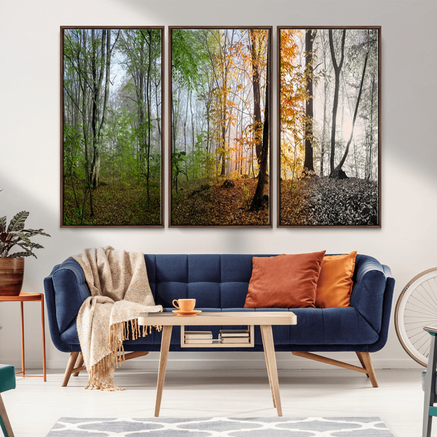 95317-MGV-CV-36X24-Four Seasons Forest Wall Art – Panoramic Nature Canvas Print Showing Spring, Summer, Autumn and Winter Landscape for Living Room,