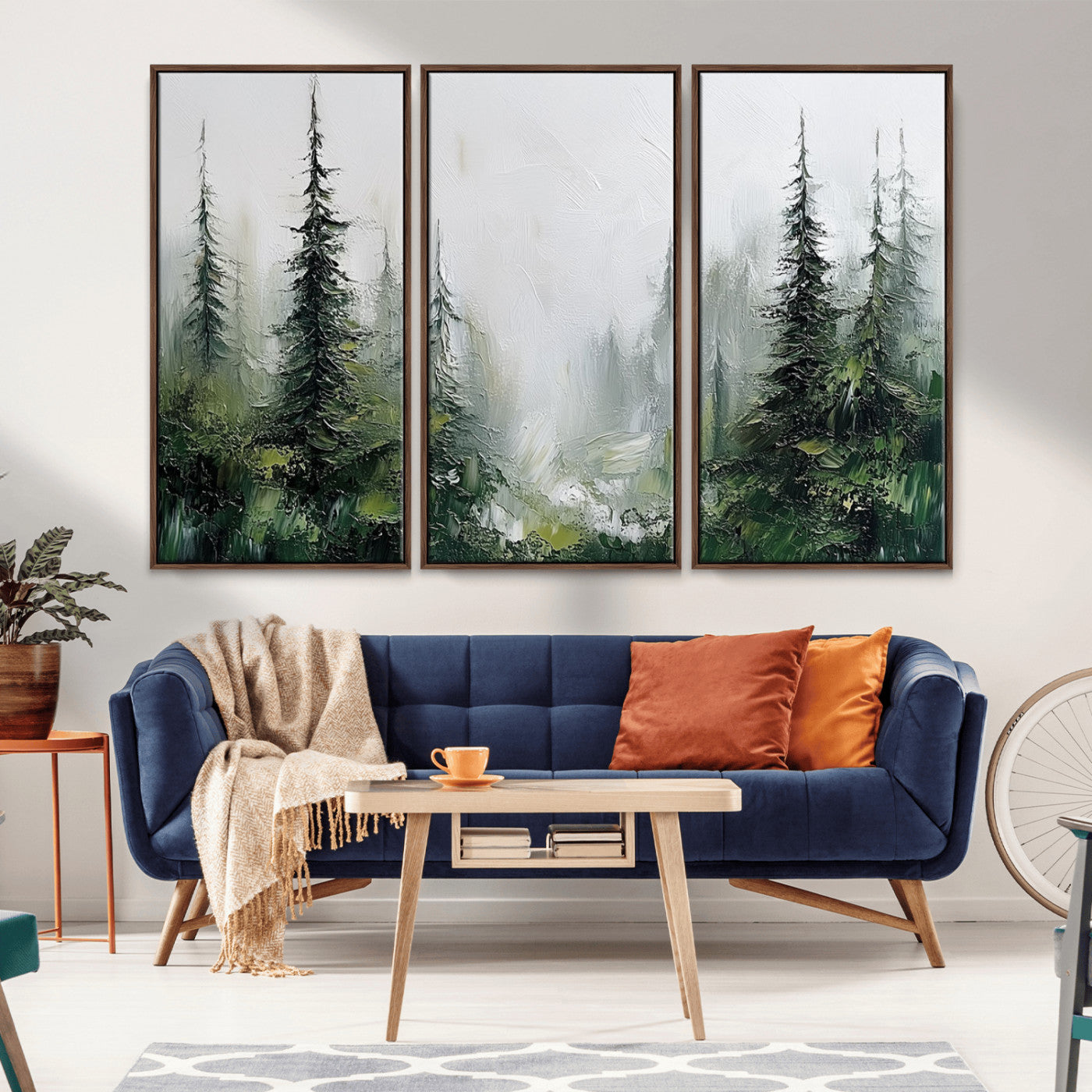 76014-MGV-CV-36X24-Forest Wall Art – Textured Canvas Print Featuring Misty Evergreen Pines and Woodland Landscape, Rustic Nature Artwork for Living