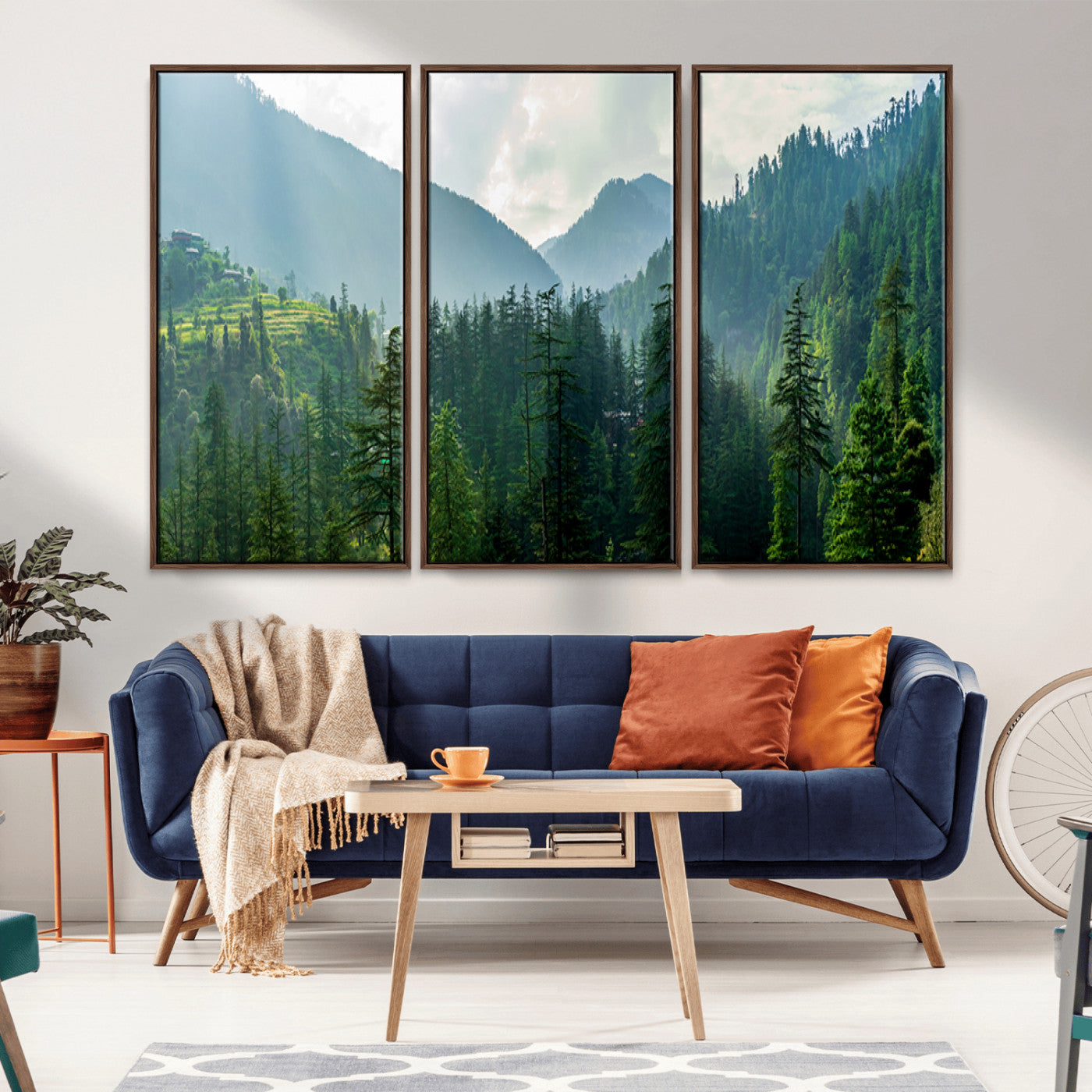 83417191-MGV-CV-36X24-Misty Mountain Forest Wall Art – Pine Tree Landscape Canvas Print, Nature Photography Panorama, Tranquil Green Forest Décor for
