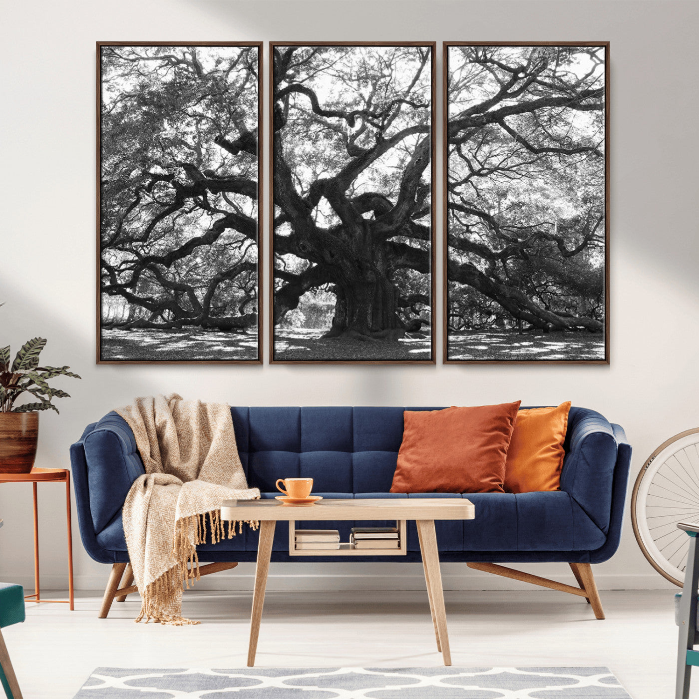 81655611-MGV-CV-36X24-Ancient Oak Wall Art Canvas Print, Framed Twisted Branches Art Picture Print, Gnarled Tree Perfect Moody Nature Decor Artwork