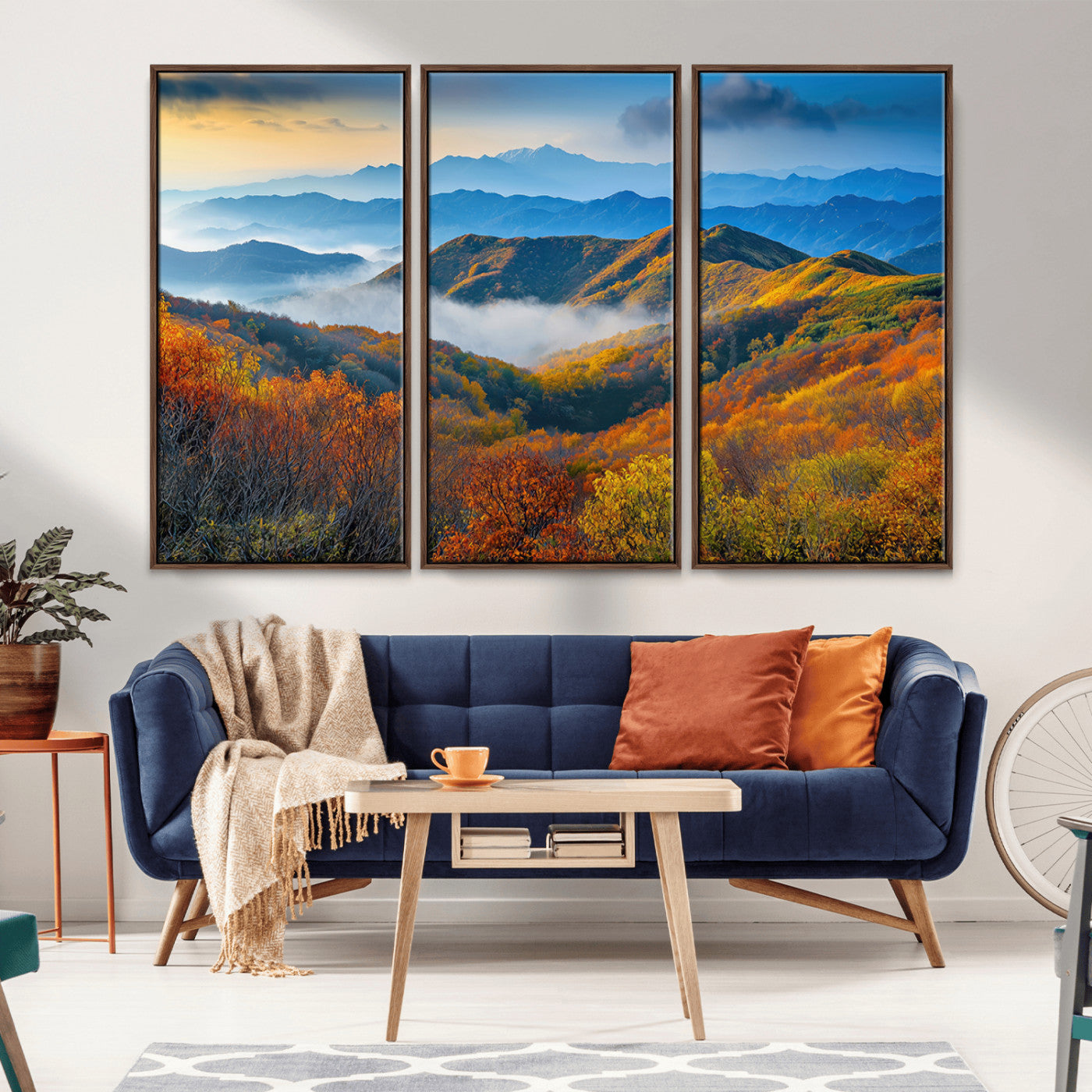 86772247-MGV-CV-36X24-Autumn Mountains Wall Art Canvas Print, Framed Fall Foliage Art Picture Print, Vibrant Hills Perfect Vibrant Nature Decor Artwork