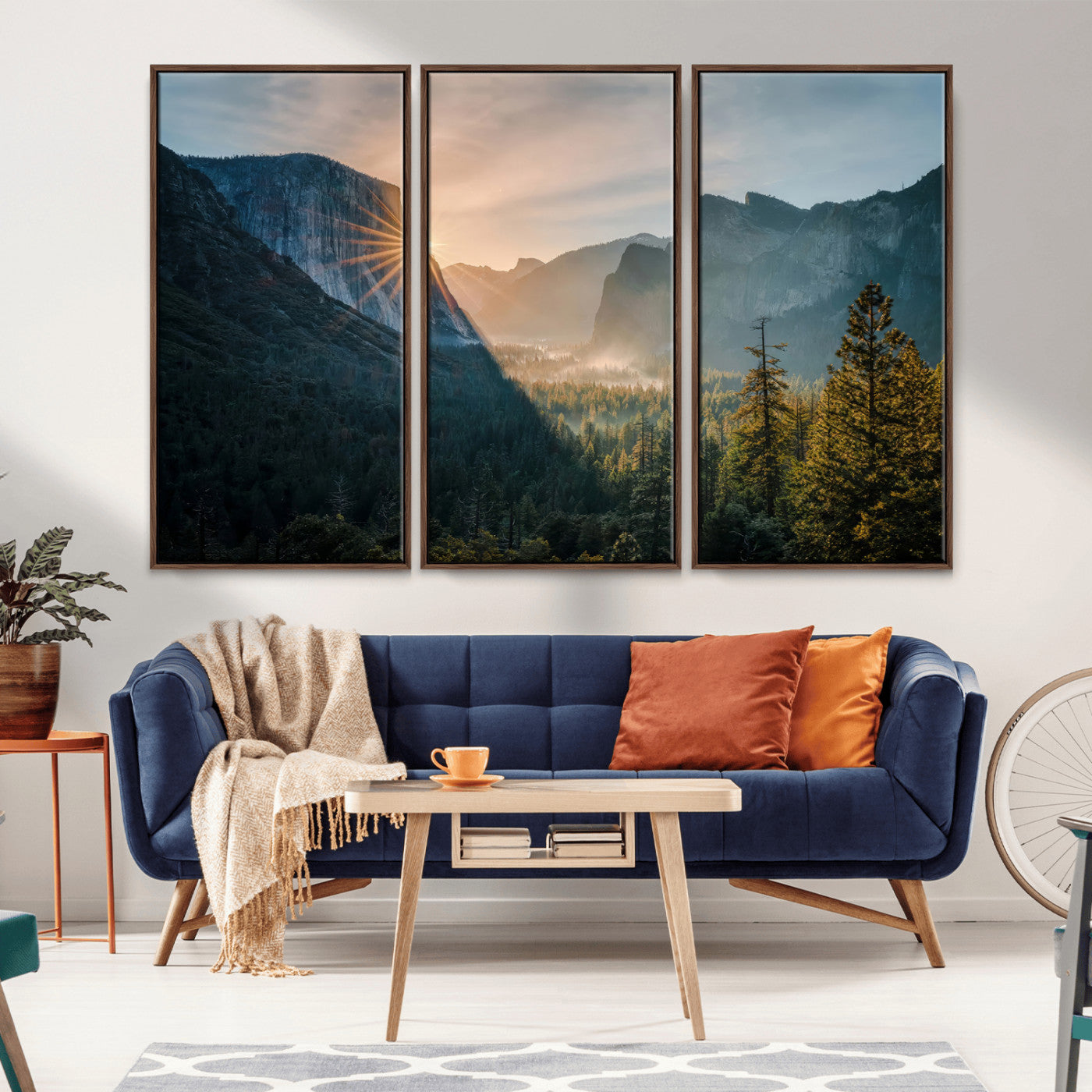 51605481-MGV-CV-36X24-Yosemite Valley Wall Art Canvas Print, Framed Mountain Sunrise Art Picture Print, National Park Perfect Vintage Explorer Decor