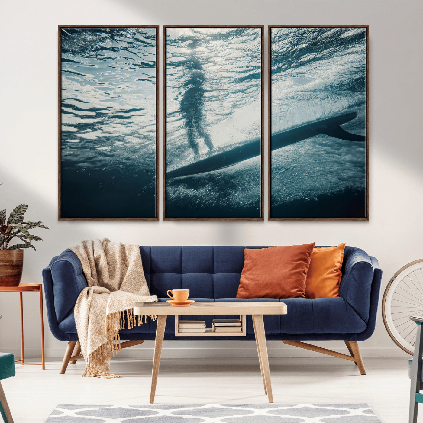 71192524-MGV-CV-36X24-Submerged Surf Wall Art Canvas Print, Framed Underwater Perspective Art Picture Print, Ocean Surf Perfect Coastal Adventure Decor