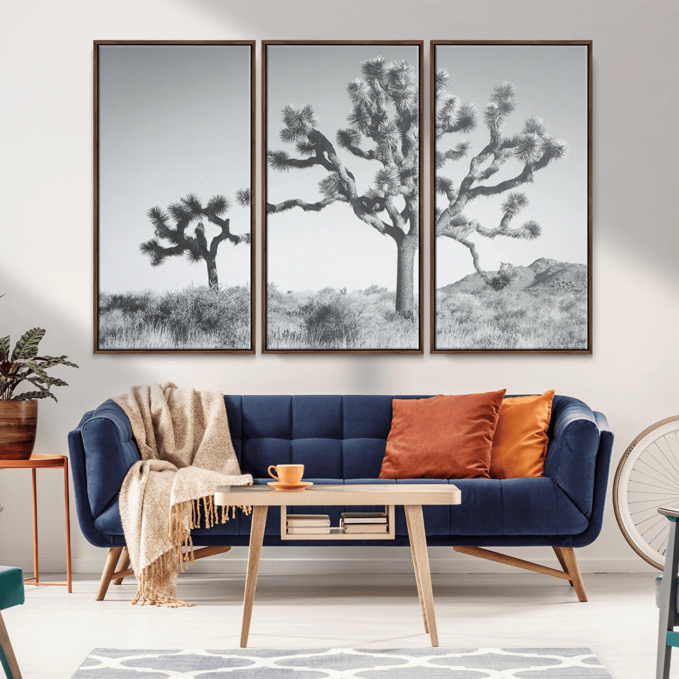 29996209-MGV-CV-36X24-Joshua Tree Art Wall Art Canvas Print, Framed Black White Landscape Art Picture Print, Desert Tree Decor Perfect Southwestern Boho