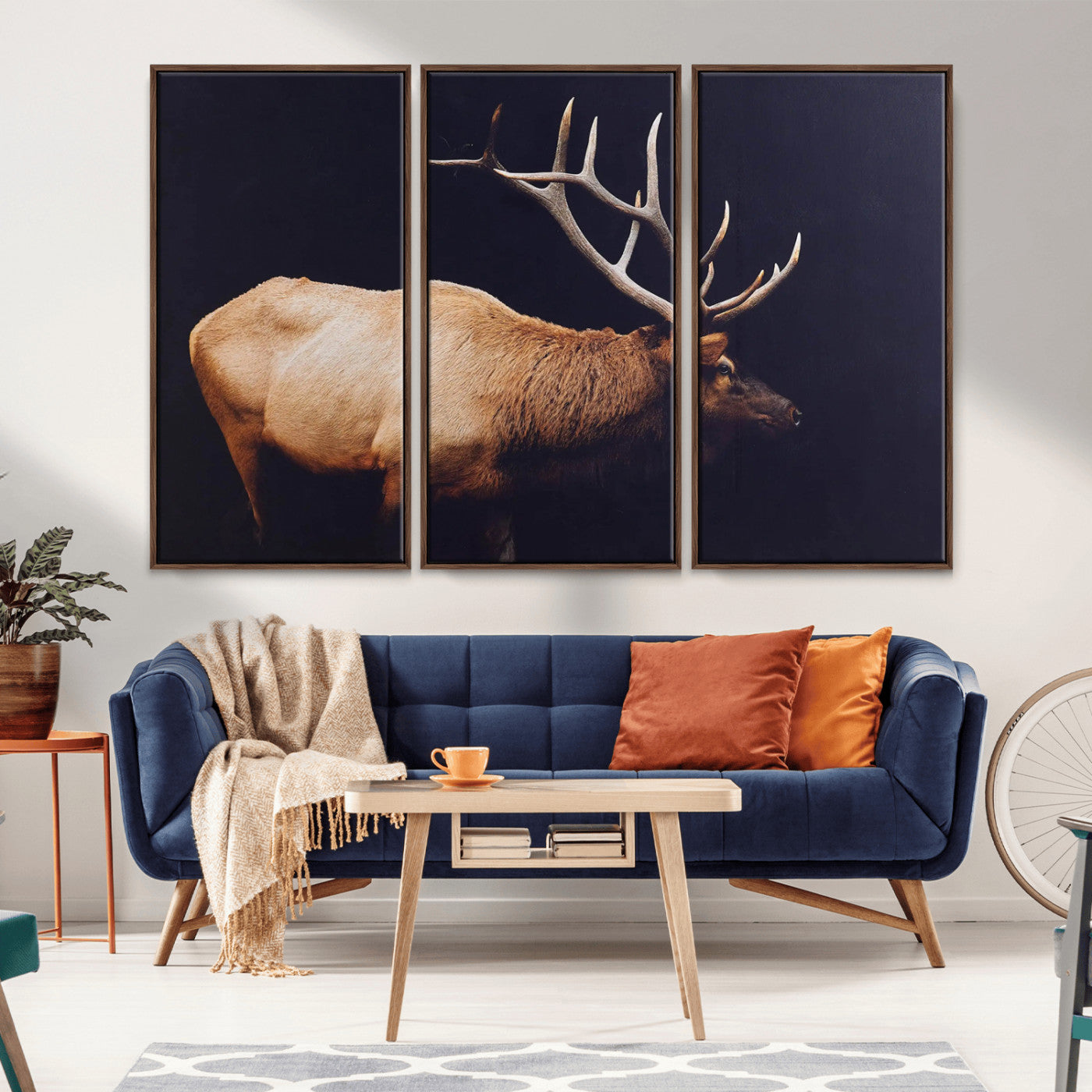 89239257-MGV-CV-36X24-Bull Elk Decor Wall Art Canvas Print, Framed Elk Photography Art Picture Print, Rustic Wildlife Perfect Rustic Lodge Decor Artwork