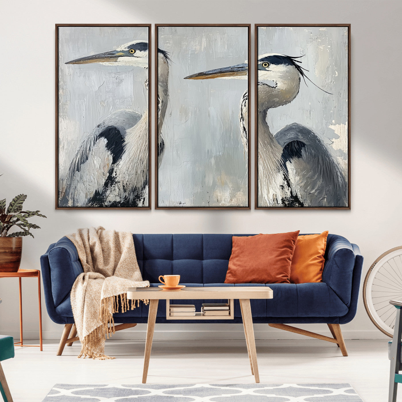 19427826-MGV-CV-36X24-Bird Canvas Decor Wall Art Canvas Print, Framed Coastal Bird Pair Art Picture Print, Minimalist Wildlife Wall Perfect Coastal