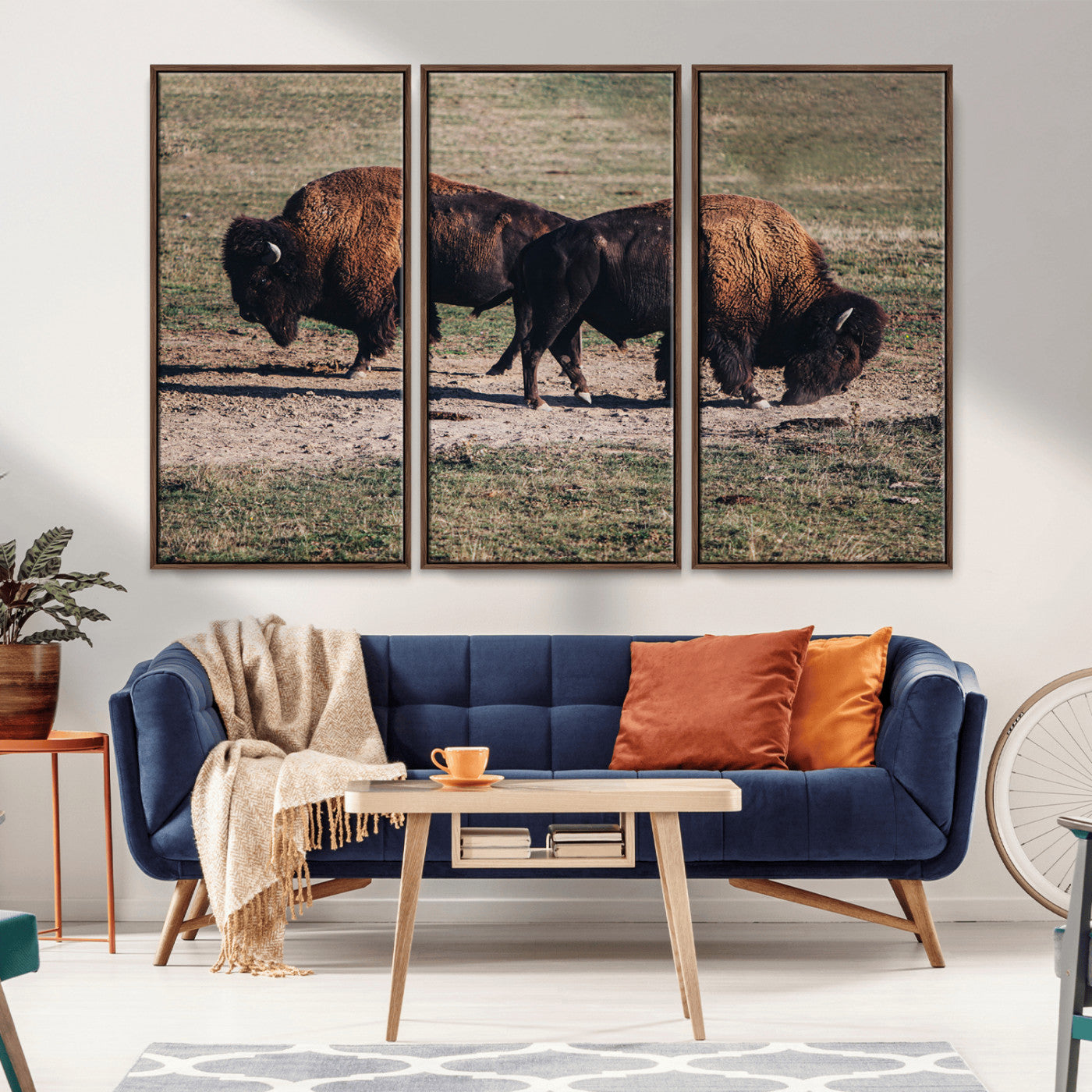 58141885-MGV-CV-36X24-Bison Photography Wall Art Canvas Print, Framed Western Wildlife Art Picture Print, Modern Ranch Perfect Western Rustic Decor